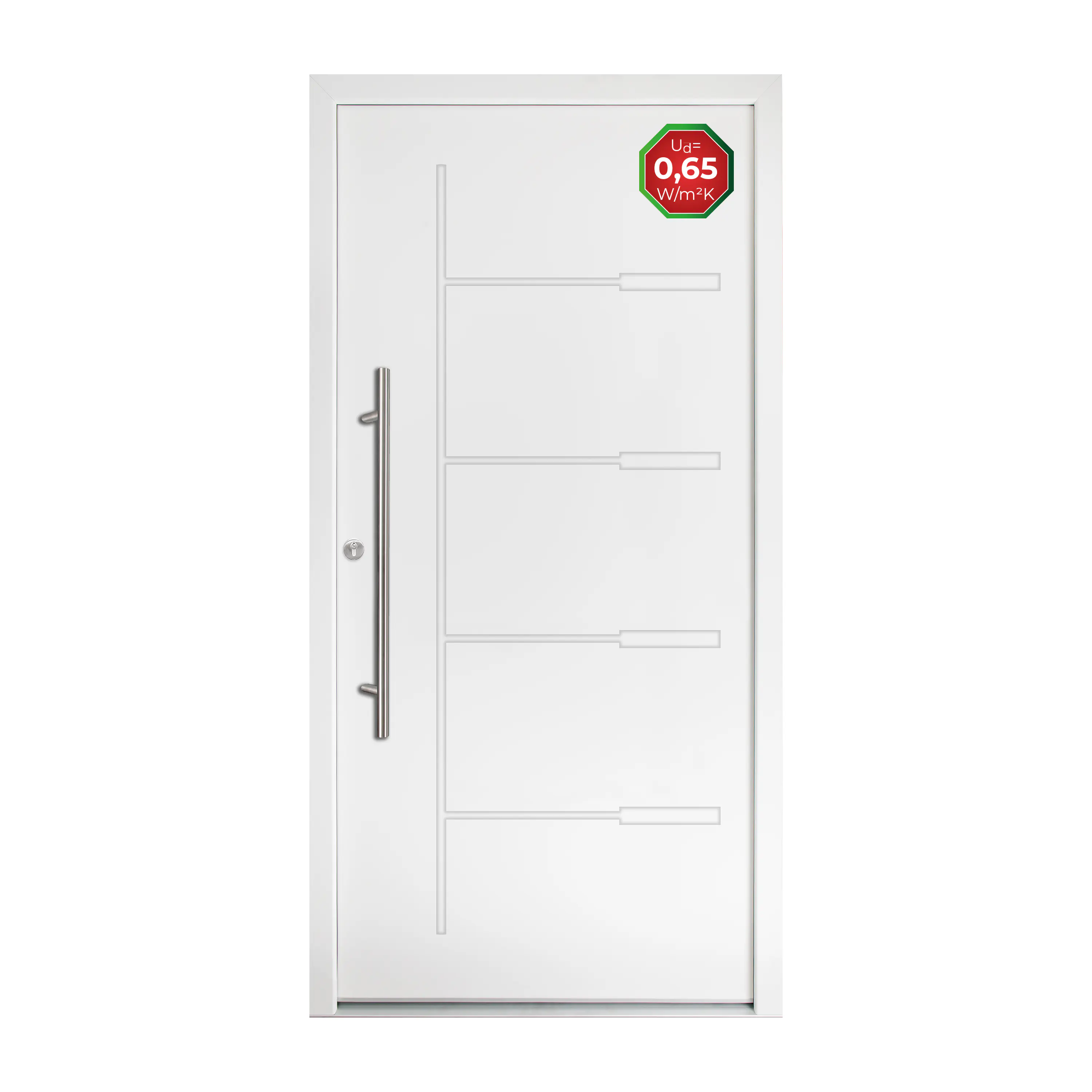 Splendoor Haustür Passivedoor Premium H1 Aluminium/Stahl weiß DIN links 98 x 208 cm  