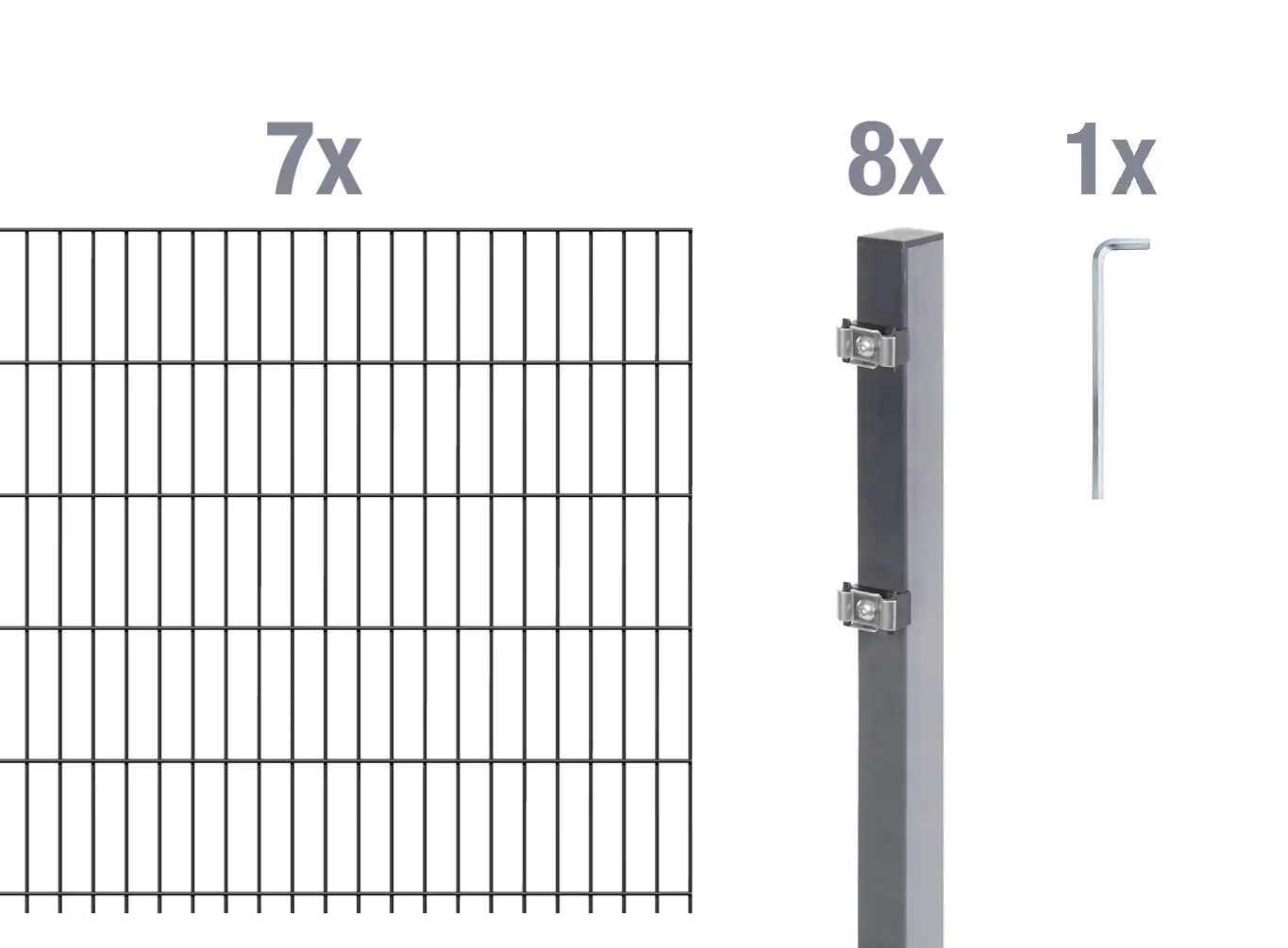 Alberts Doppelstabmatten-Grundset 14 m 200 x 100 cm 6/5/6 anthrazit