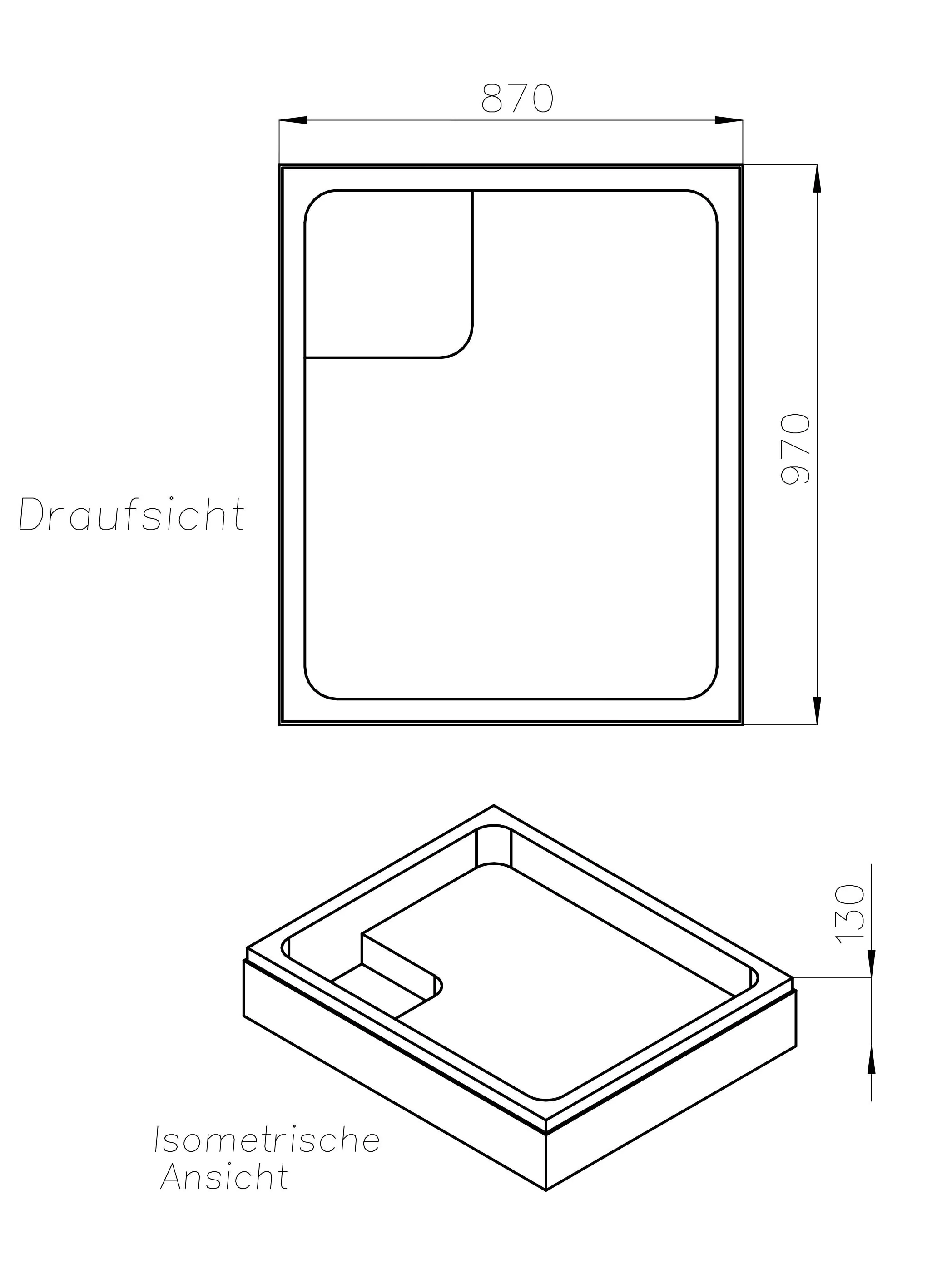 Ottofond Wannenträger Aruba 970 x 870 mm