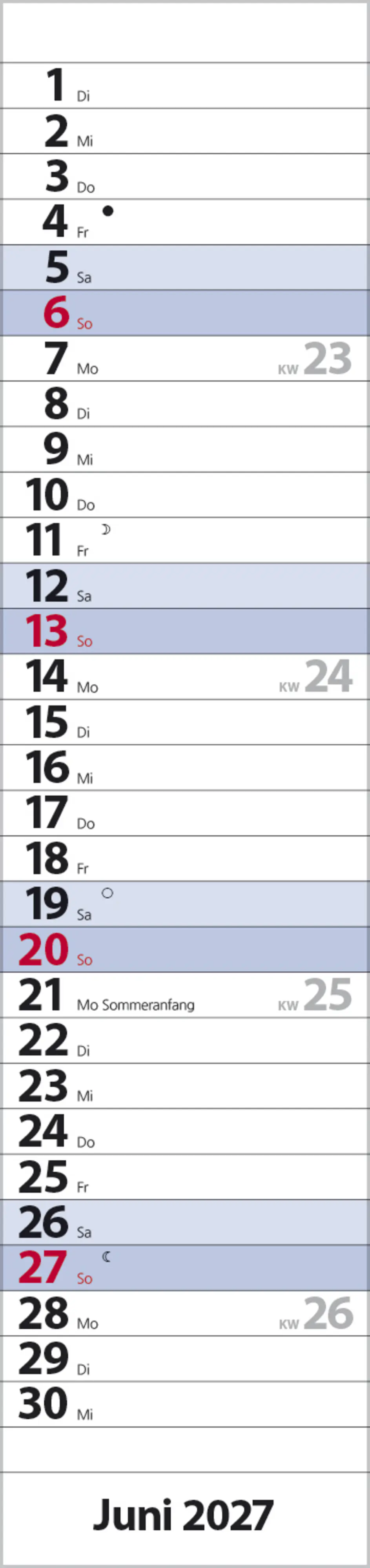 Korsch Kalender Streifenplaner Compact 2027 blau