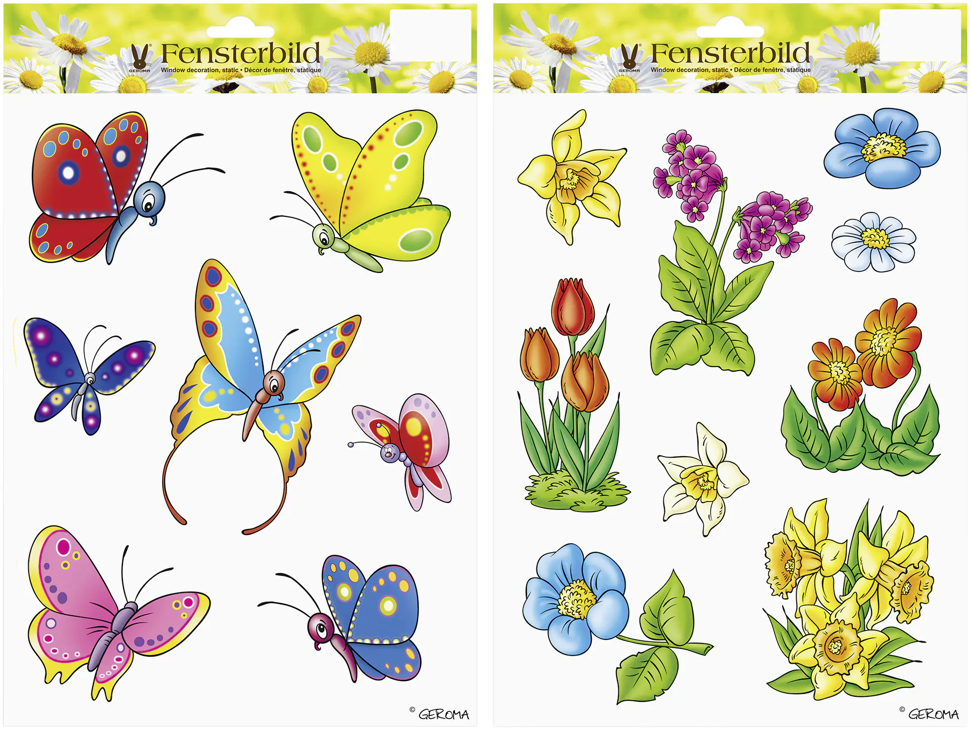 Fensterbild Blumen und Schmetterlinge bunt 1 Bogen