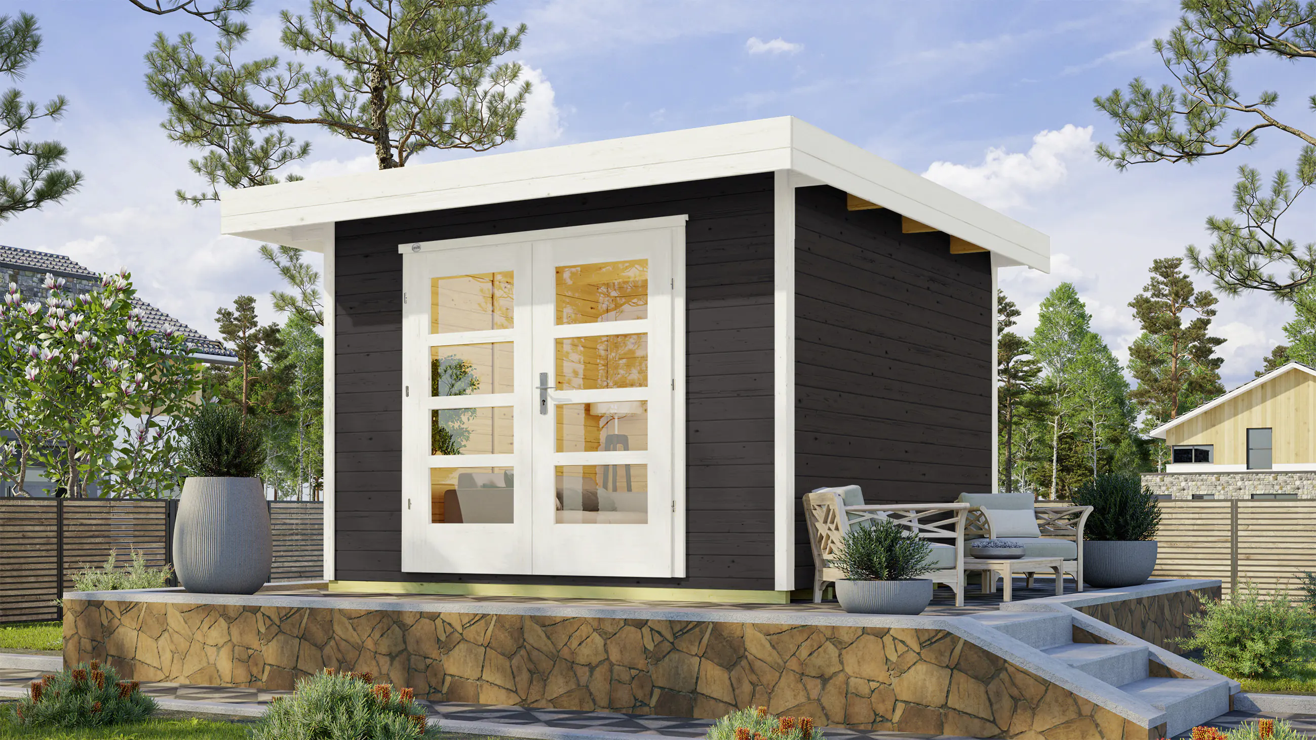 Weka Designhaus 126 295 x 241 cm anthrazit mit Fußboden