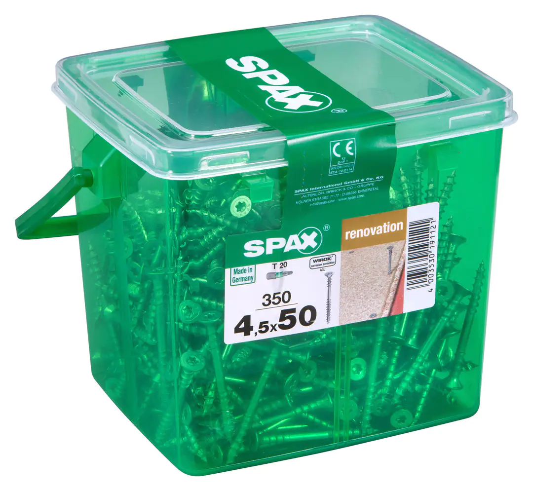 Spax Verlegeschrauben 4.5 x 50 mm TX 20 - 350 Stk. Spax Verlegeschrauben 4.5 x 50 mm TX 20 - 350 Stk.