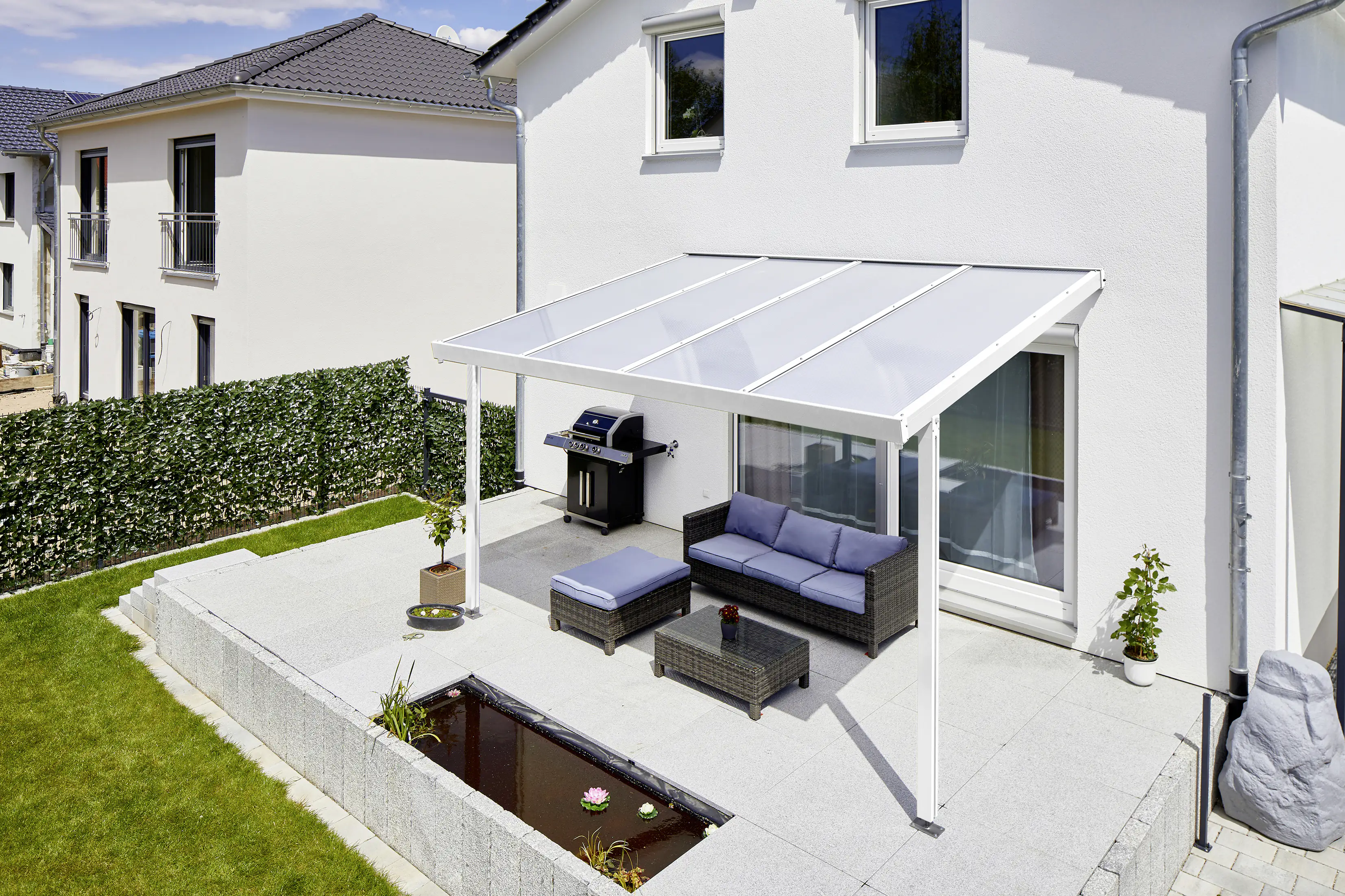 Gutta Premium Terrassendach 410,2 x 406 cm weiß PC weiß opal 16 mm