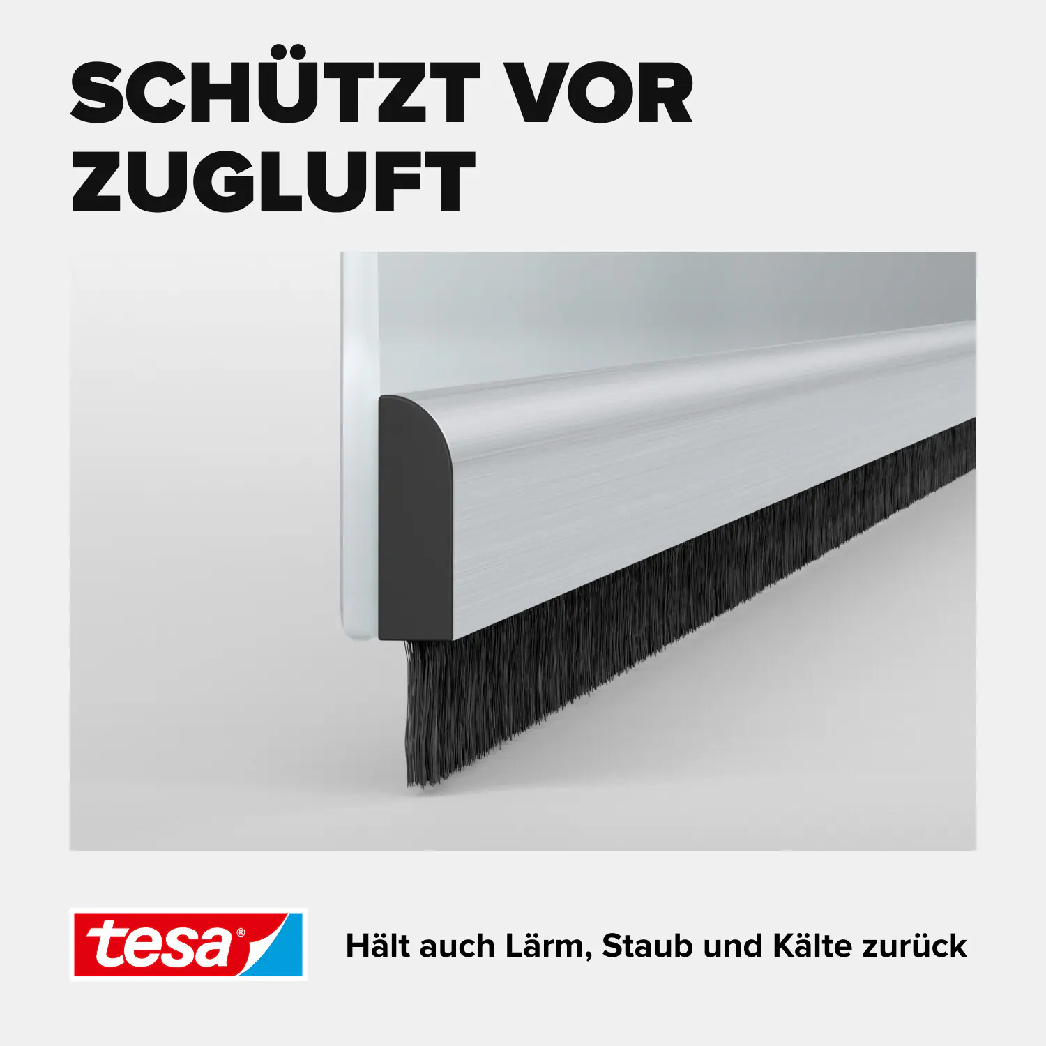 tesa Moll Türdichtschiene Comfort Alu, für unebene Böden, für Spalten bis 15 mm