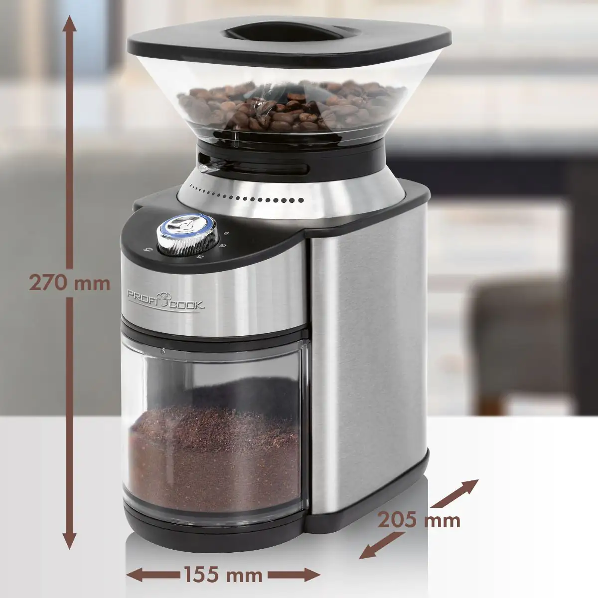 Proficook elektrische Kaffeemühle PC-EKM 1205 Edelstahlmahlwerk, 200 Watt