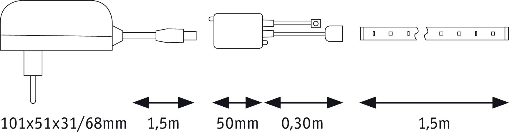 Paulmann LED-Streifen SimpLED 1,5 m 8 W RGBW weiß dimmbar