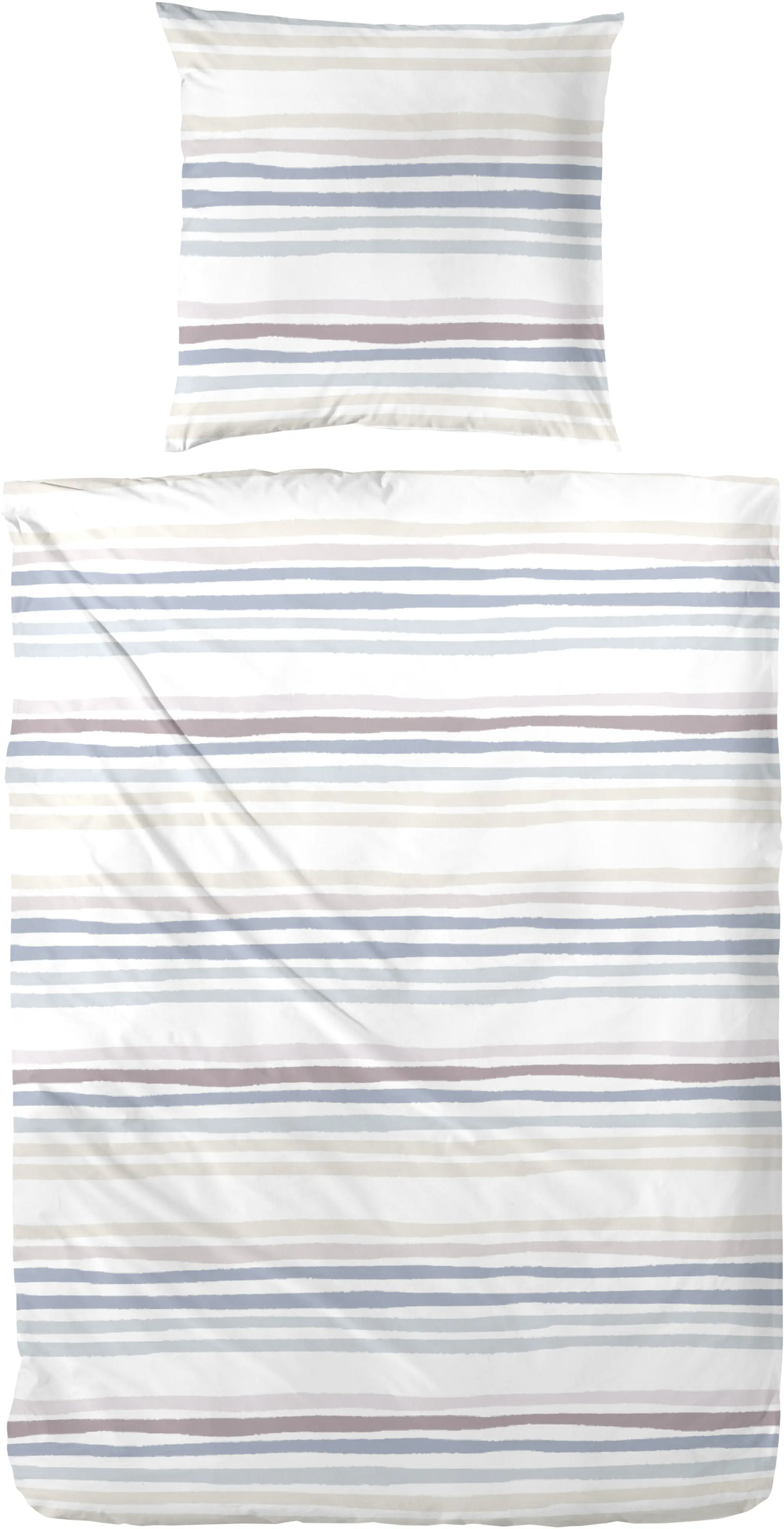 Perkal Bettwäsche gestreift 135 x 220 cm rosa/blau