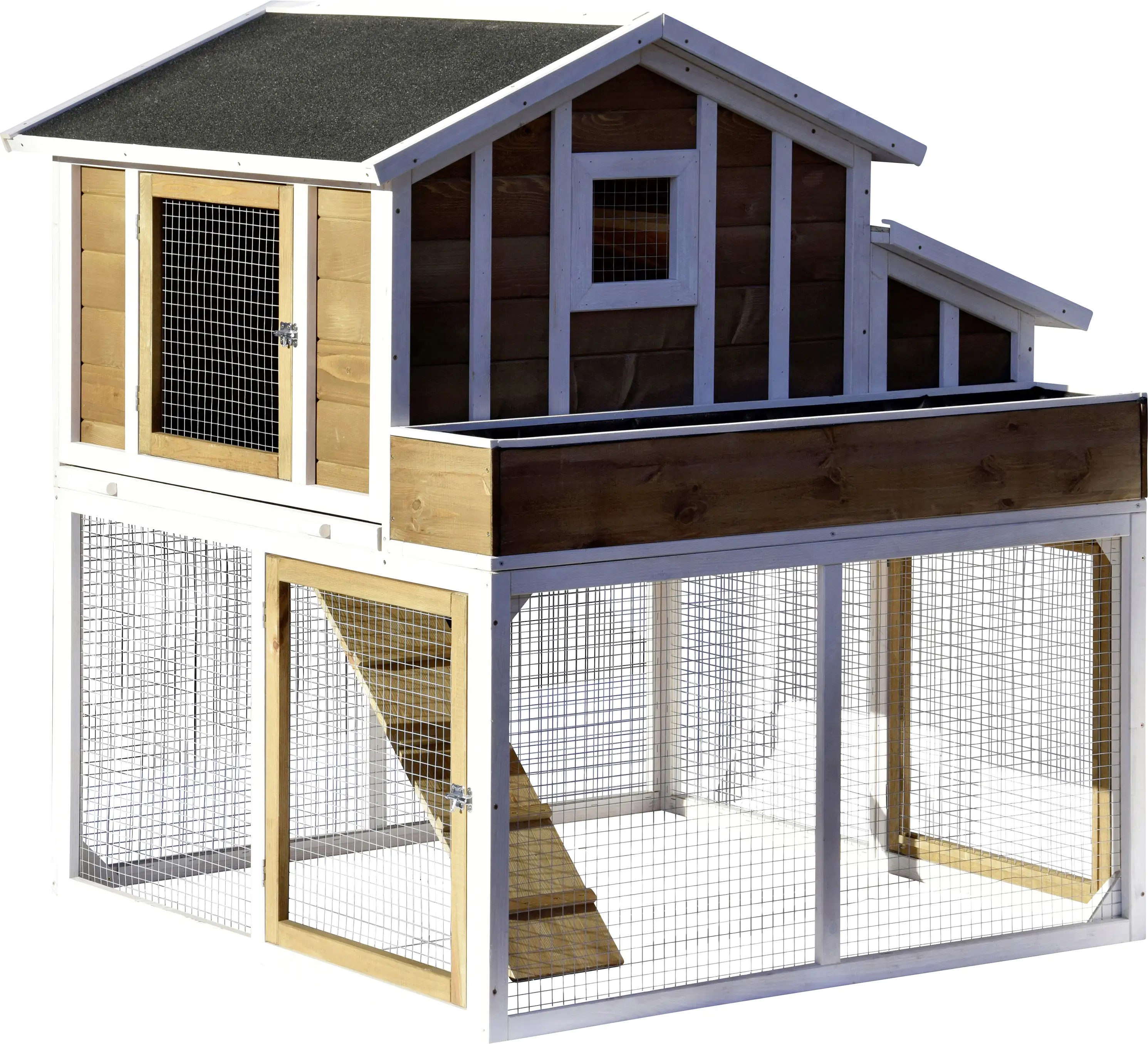 Dobar Hühner- & Kleintierstall mit Außengehege, Blumenkasten, Legebox