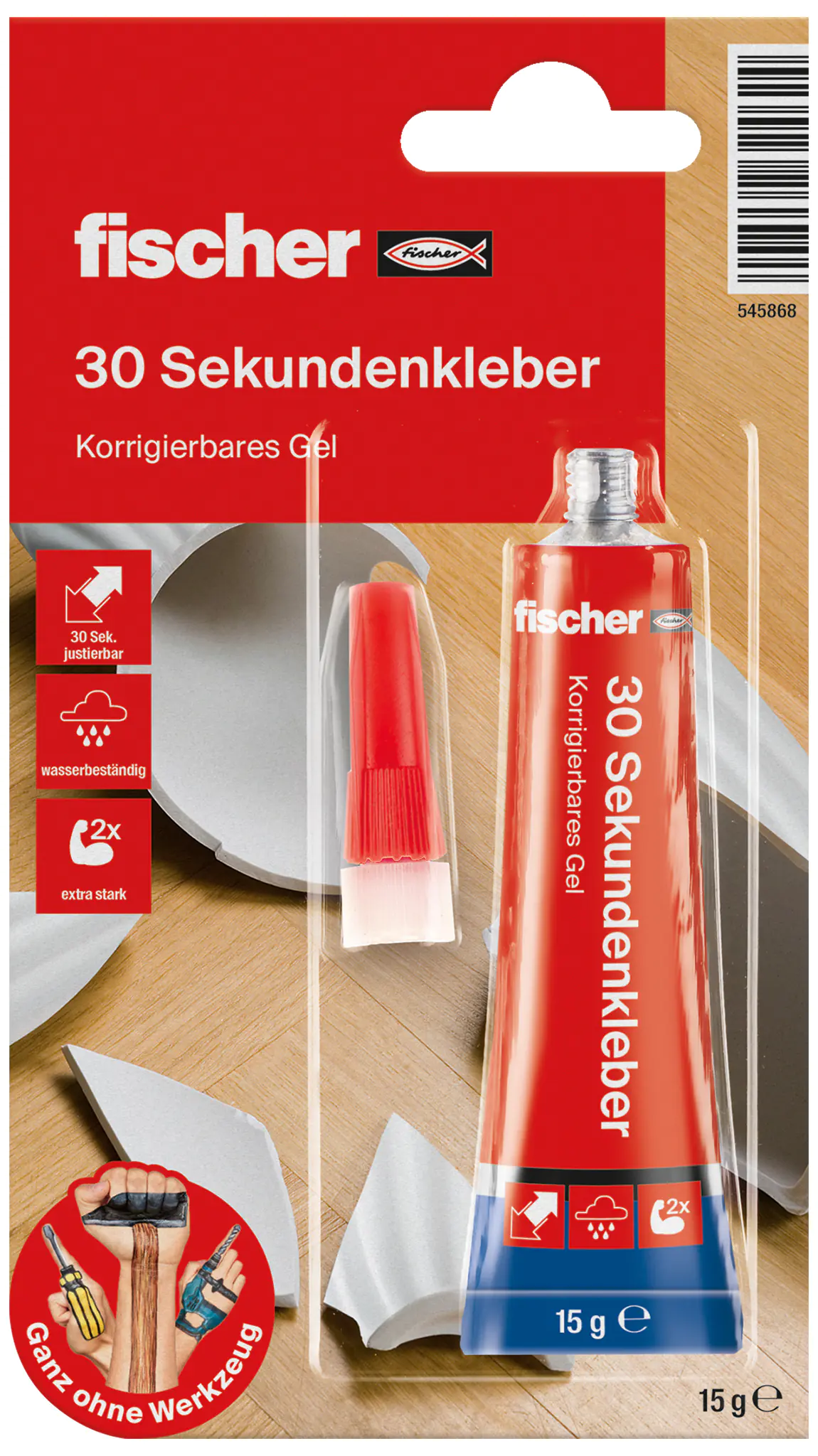 Fischer Sekundenkleber 15 g Korrigierbarer Sekundenkleber Fischer Sekundenkleber 15 g Korrigierbarer Sekundenkleber