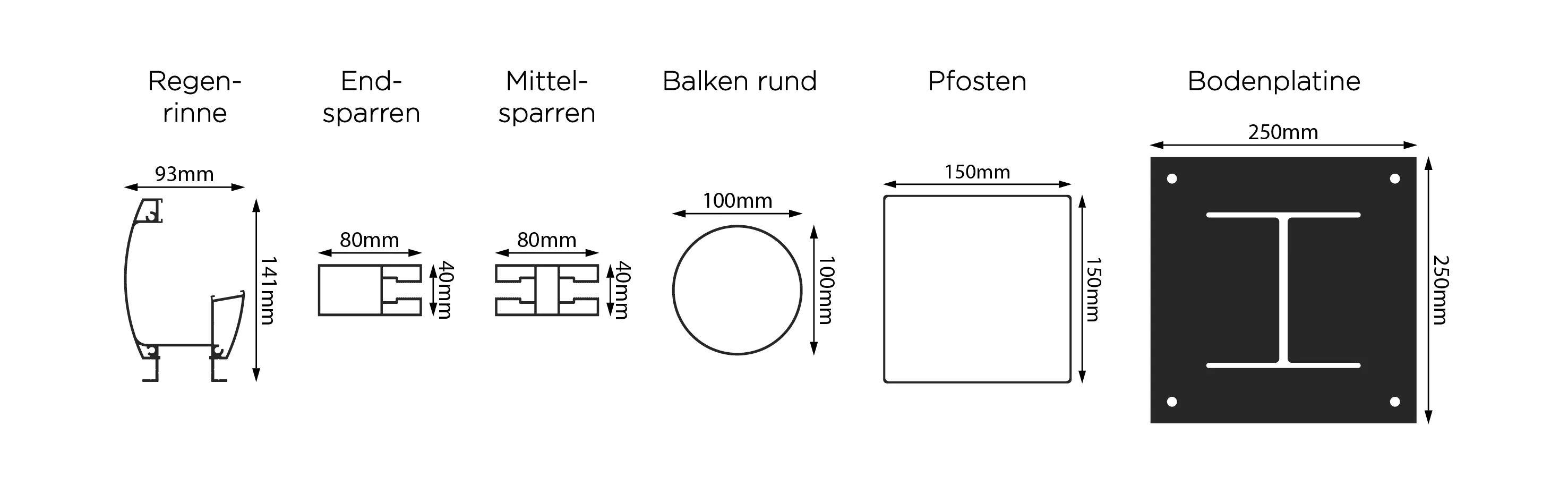 Carport freistehend gebogen 500 x 300 cm grau