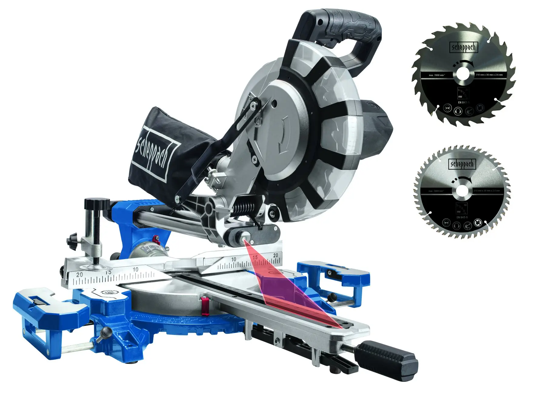 Scheppach Kappzugsäge HM 216 SPX 2.000 W, Lasermarkierhilfe Scheppach Kappzugsäge HM 216 SPX 2.000 W, Lasermarkierhilfe