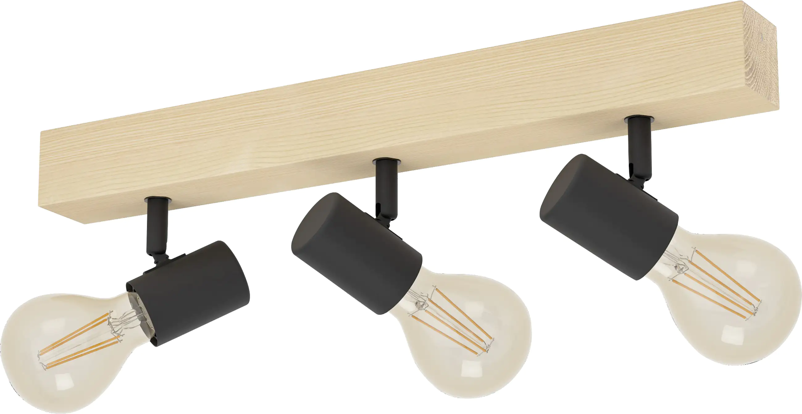 Eglo 3er Spot Townshend 3 schwarz natur 48 x 5 cm E27