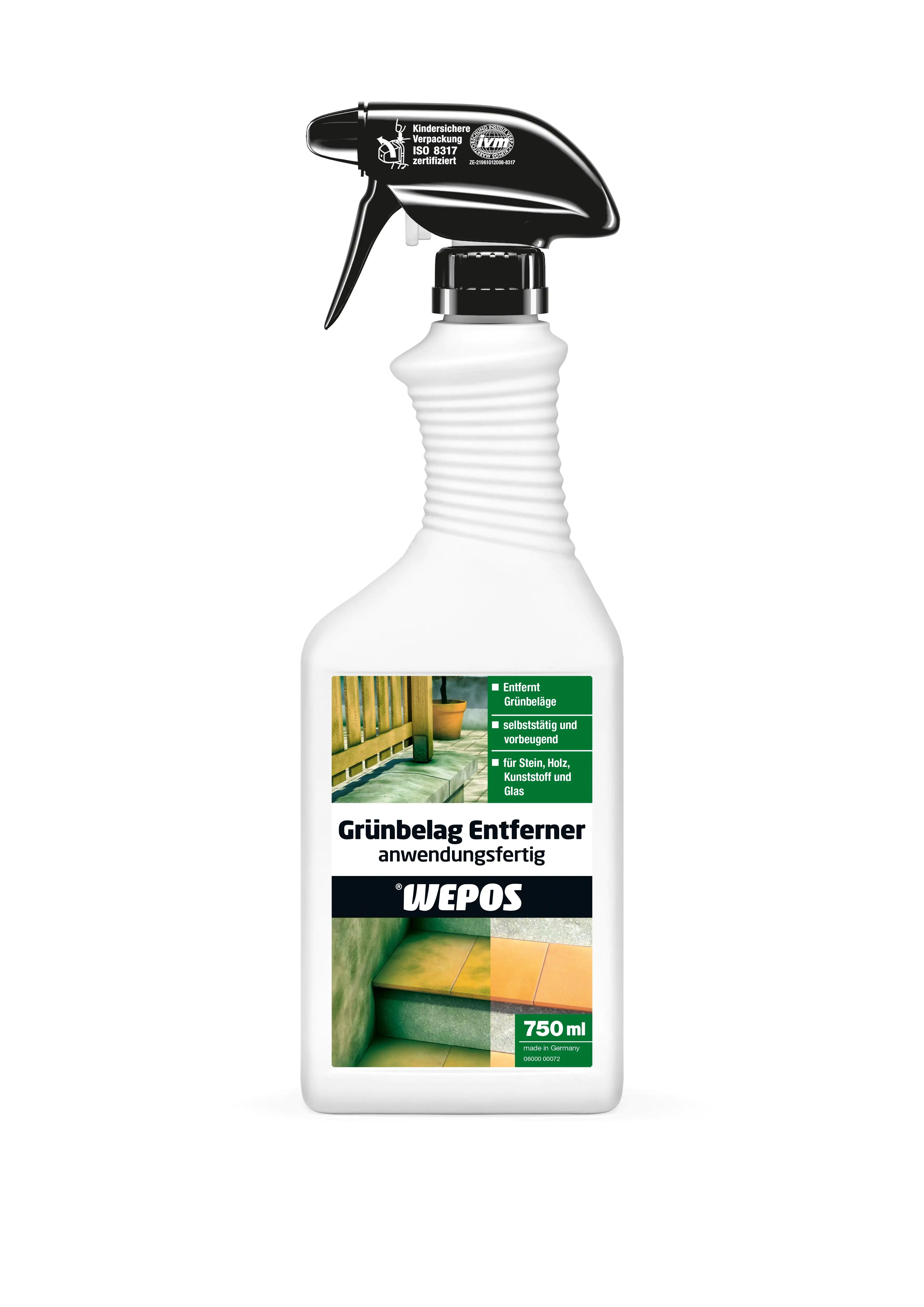 4250295100039 Wepos Grünbelagentferner 750 ml
