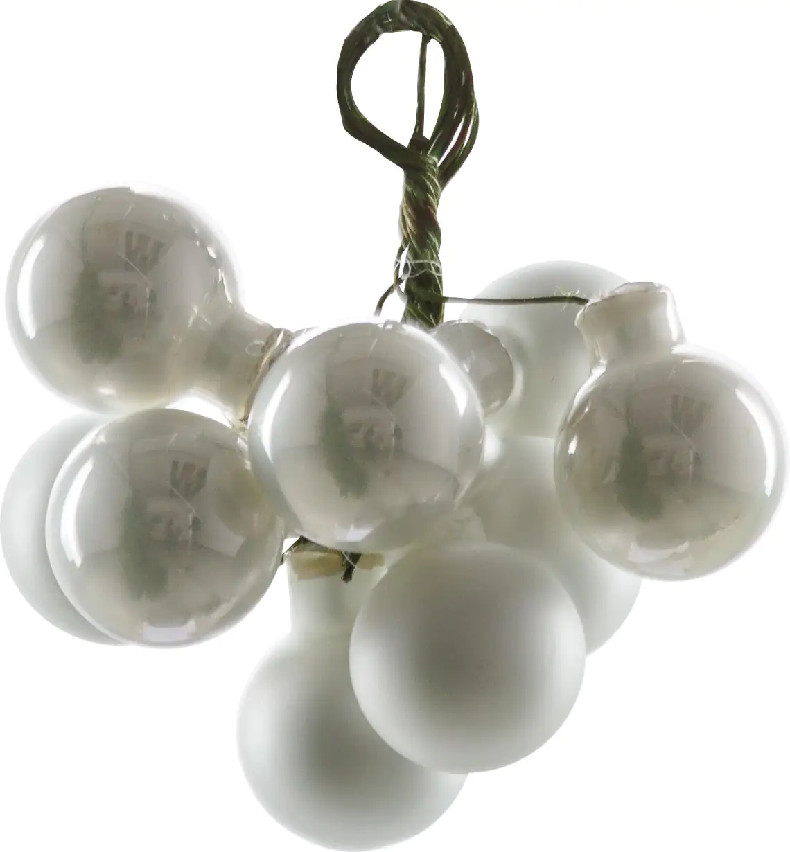 2076601538493_02 TrendLine Weihnachtskugeln aus Glas auf Draht Ø 2 cm weiß 10 Stück