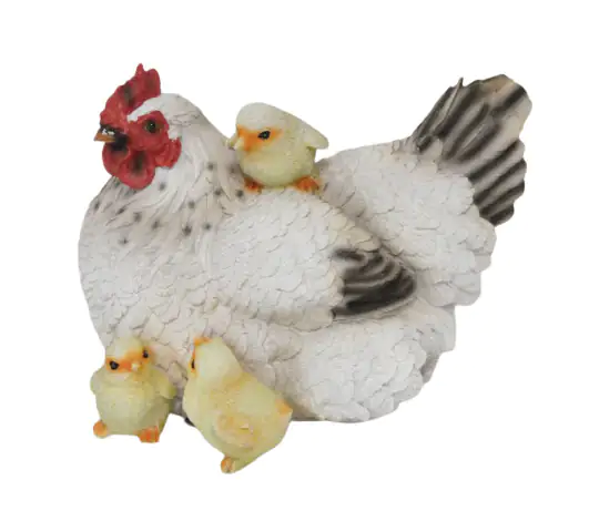 Dekofigur Henne weiß mit Küken  20 x 20,5 x 25,5 cm Dekofigur Henne weiß mit Küken  20 x 20,5 x 25,5 cm