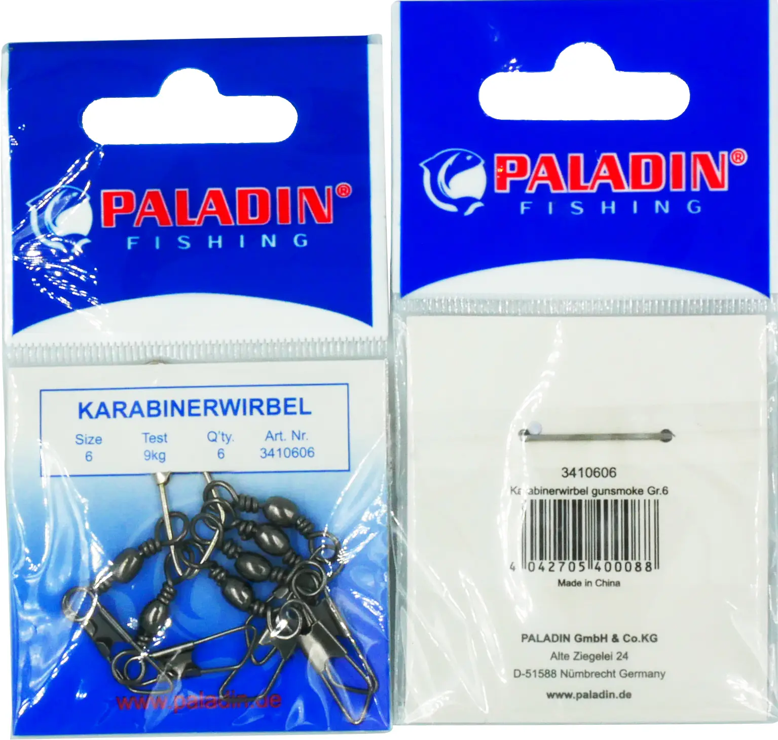 Paladin Karabinerwirbel gunsmoke Gr. 6 9 kg/6 Stück