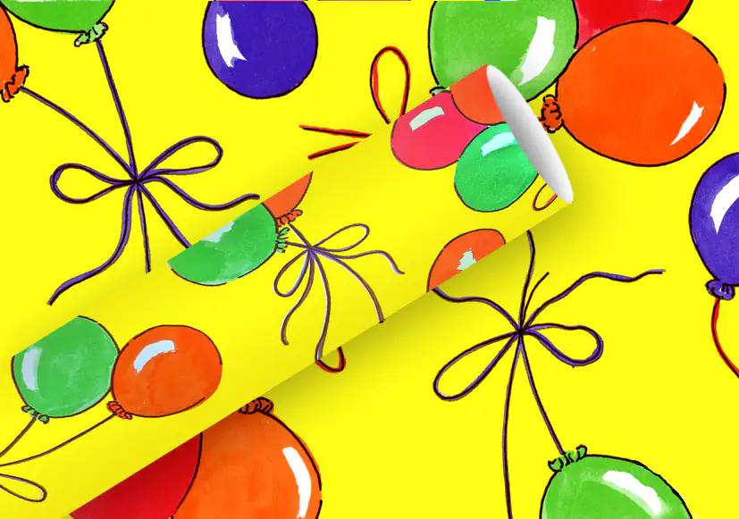 Braun & Company Geschenkpapier Kollektion Luftballons gelb 2 m x 70 cm