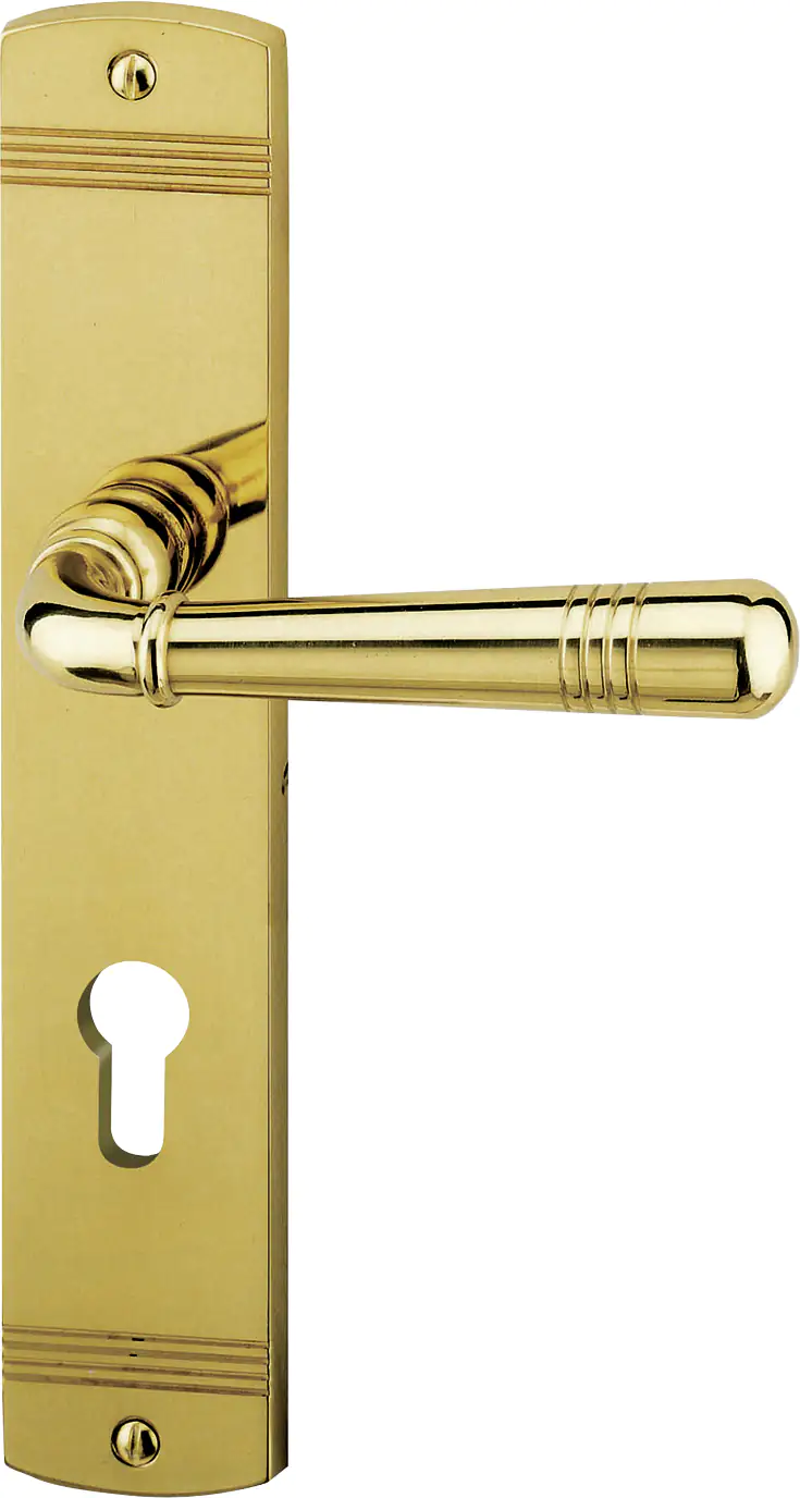 Alpertec PZ-Langschildgarnitur Sale Messing gold abgerundet