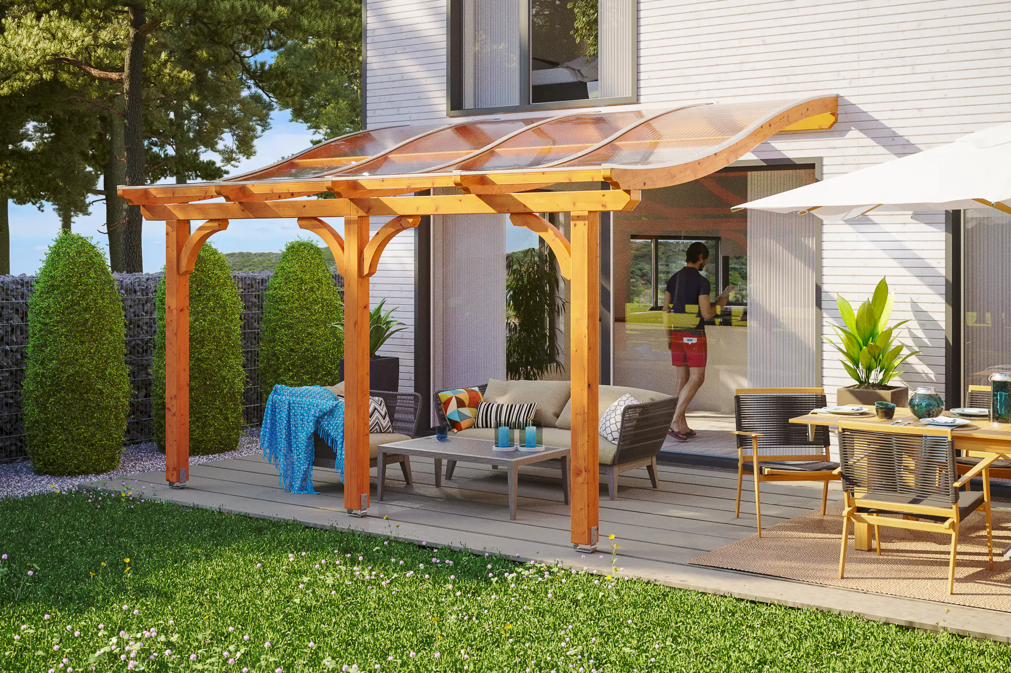 SKAN HOLZ Terrassenüberdachung Venezia 434 x 239 cm Leimholz