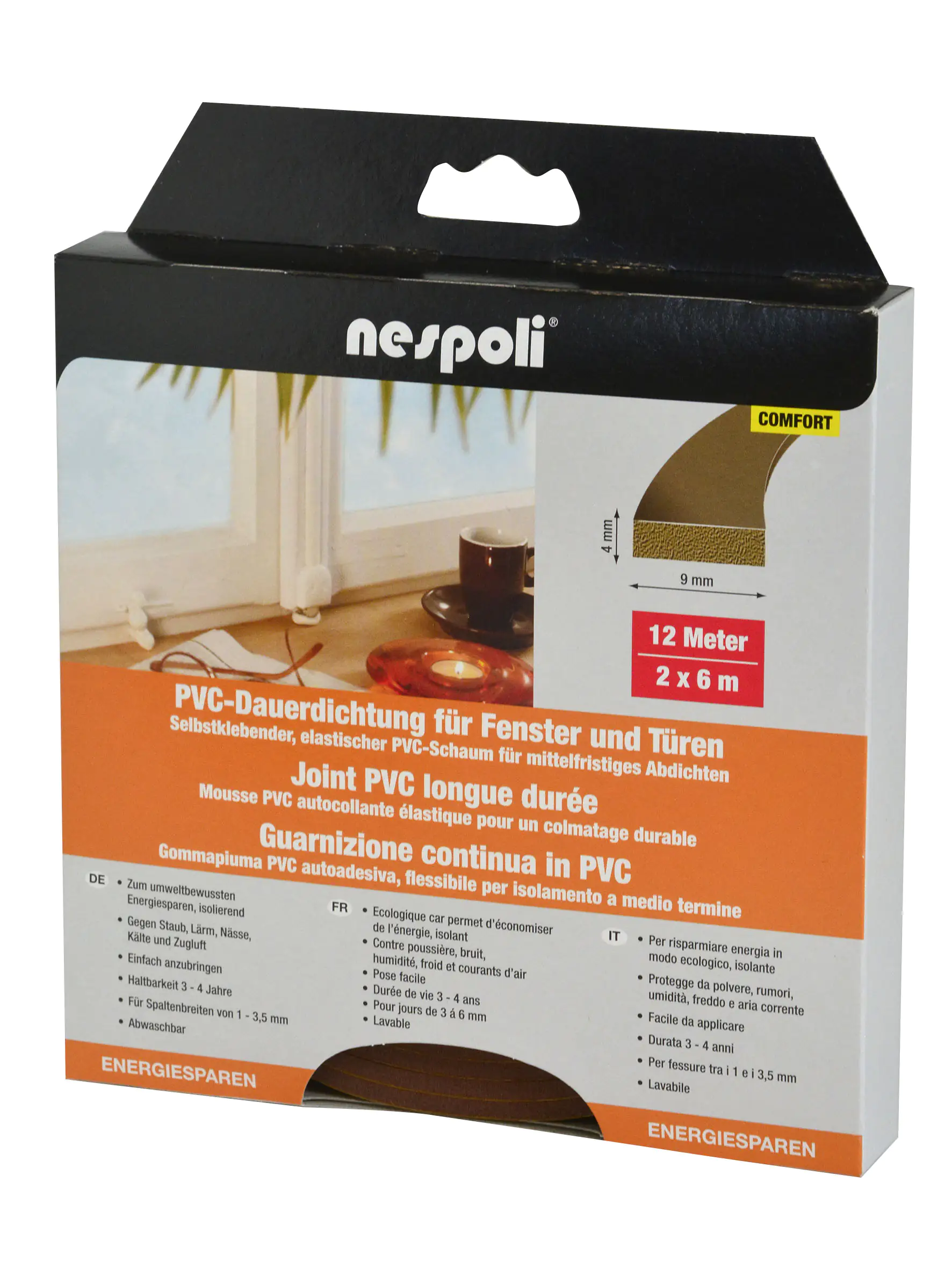 Nespoli PVC-Fenster- und Türdichtung je 6 m, 9 x 4 mm, braun, 2 Stück Nespoli PVC-Fenster- und Türdichtung je 6 m, 9 x 4 mm, braun, 2 Stück