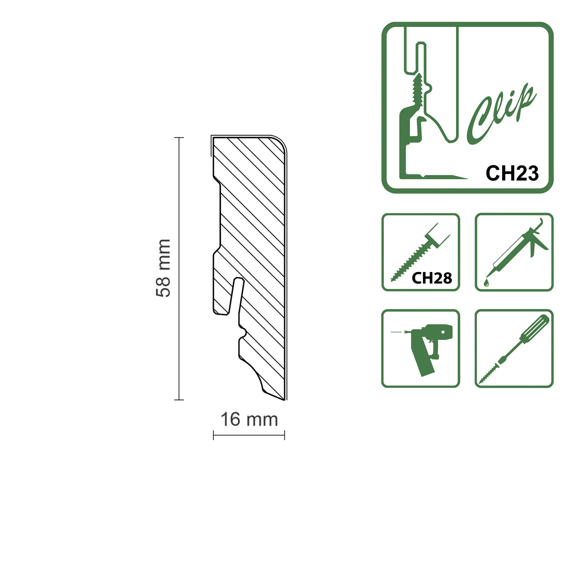FN Neuhofer Sockelleiste Eckig 250 cm 58 x 16 mm Fichte oder Kiefer
