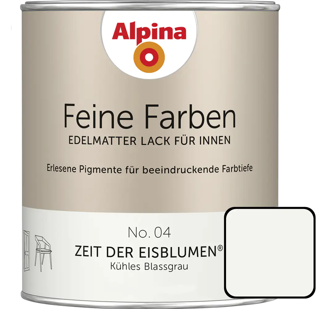 Alpina Feine Farben Lack No. 04 Zeit der Eisblumen  blassgrau edelmatt 750 ml Alpina Feine Farben Lack No. 04 Zeit der Eisblumen  blassgrau edelmatt 750 ml