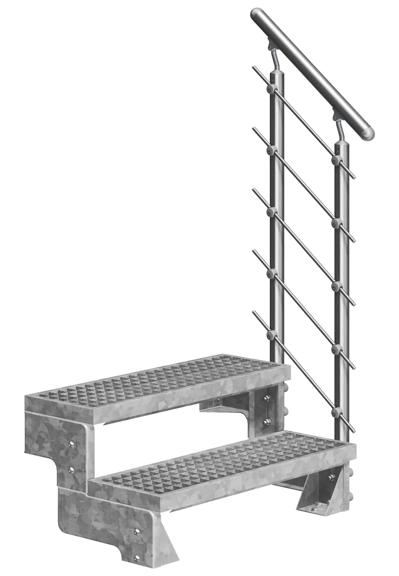 Dolle Außentreppe Gardentop mit Edelstahl-Geländer Breite 100 cm Gitterrost