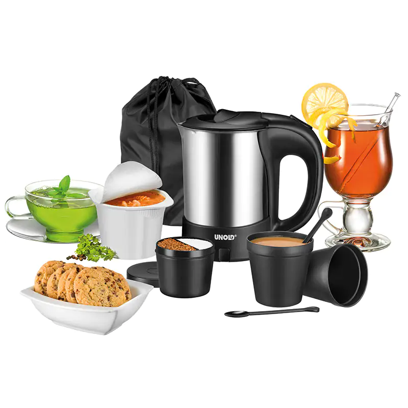 Unold Reiseblitzkocher 18575 Edelstahl-Schwarz Fassung 0,5 Liter, 1000 Watt Unold Reiseblitzkocher 18575 Edelstahl-Schwarz Fassung 0,5 Liter, 1000 Watt