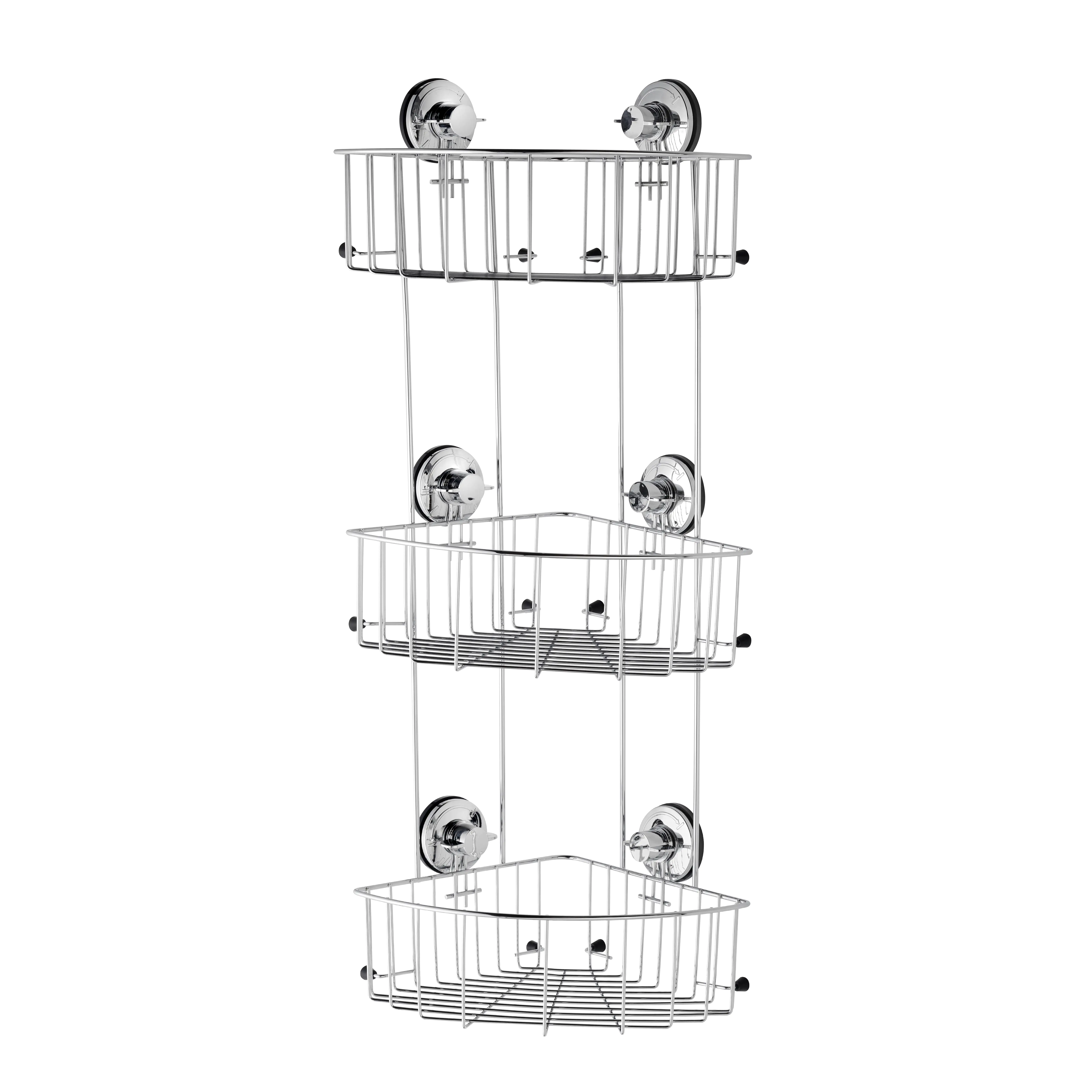 4333692058704 Primaster Eck-Duschkorb Octopus Edelstahl 3 Ablagen chrom ohne Bohren