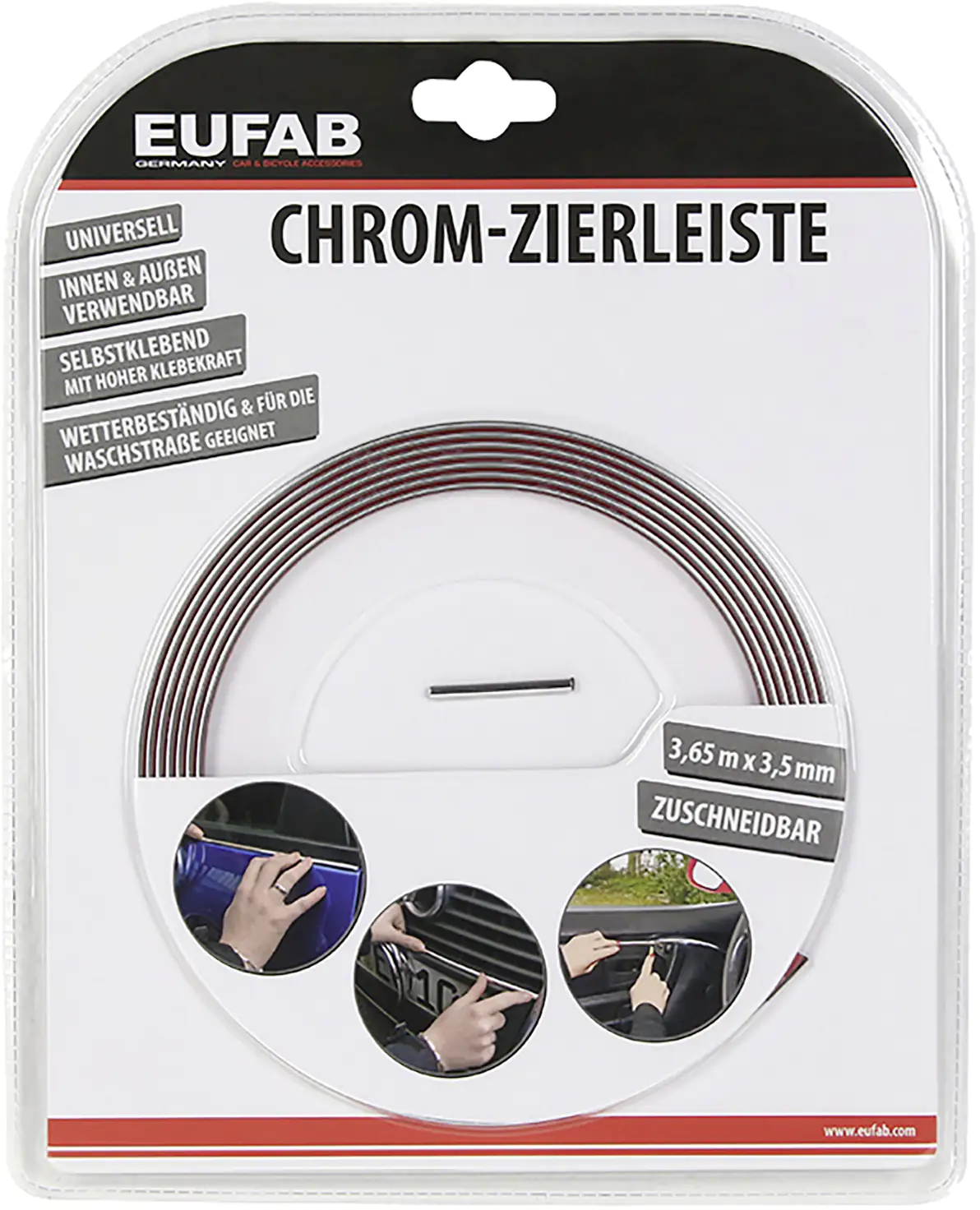 EUFAB Zierleiste universal Chrom 3,65m x 3,5mm