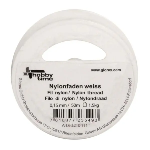 Glorex Nylonfaden weiß 0,15 mm, 50 m
