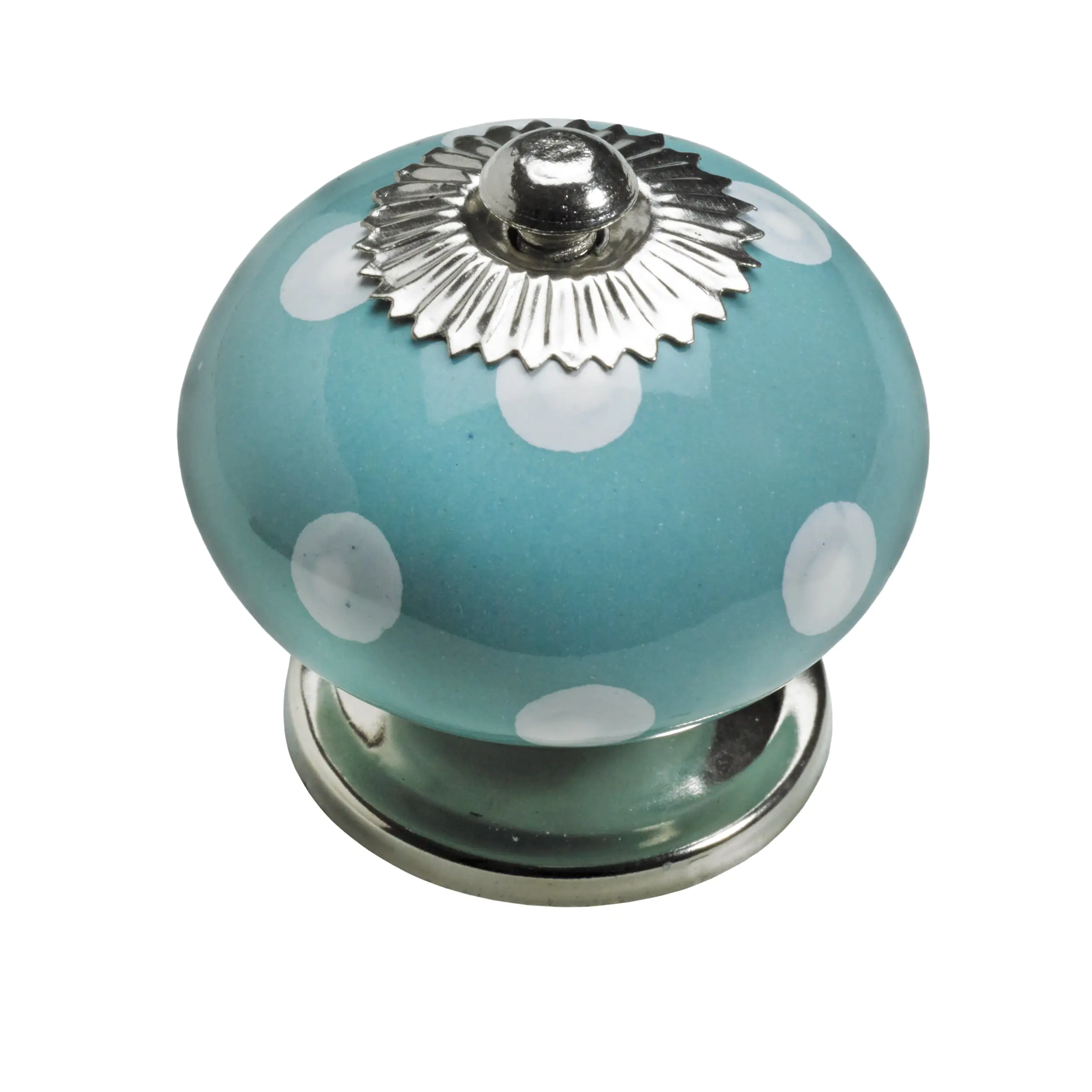 Hettich Möbelknopf Keramik türkis mit weißen Punkten Ø 40,0 mm - 1 Stück