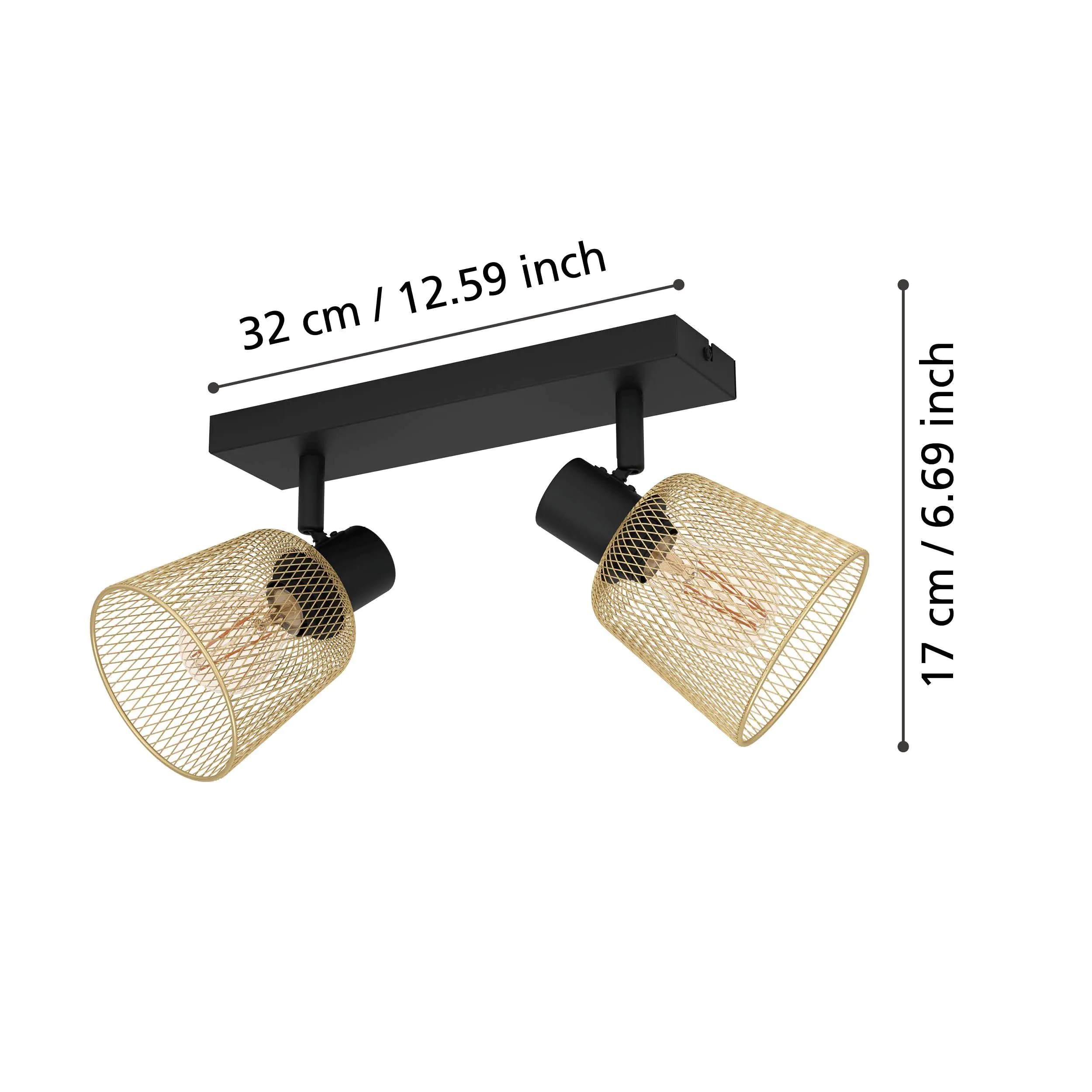 Eglo 2er Spot Coslada schwarz messing 32 x 8 cm Eglo 2er Spot Coslada schwarz messing 32 x 8 cm