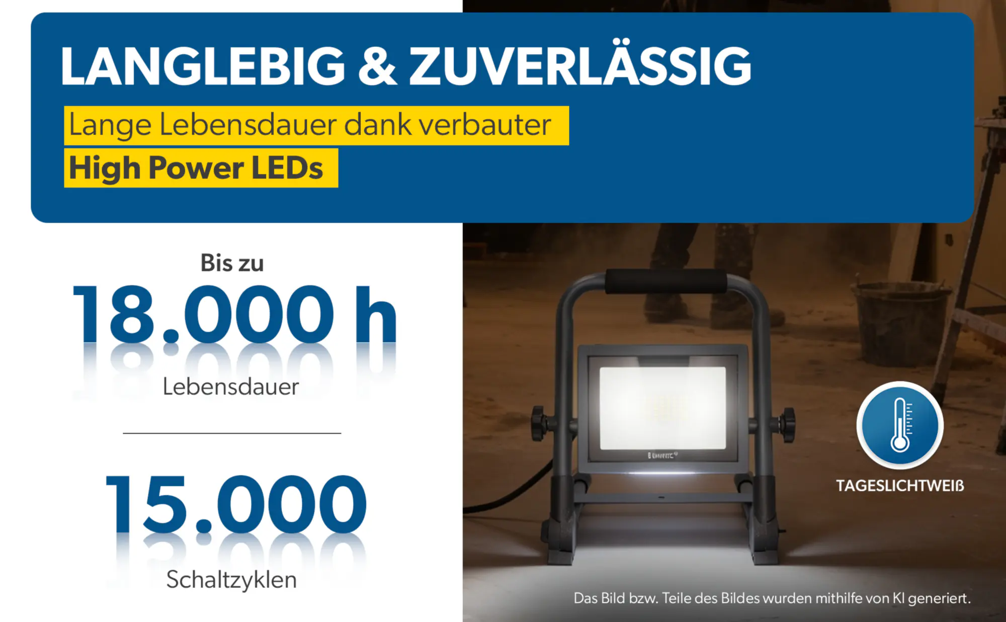 UniTec LED Baustrahler anthrazit tragbar 21 W 2550 lm 