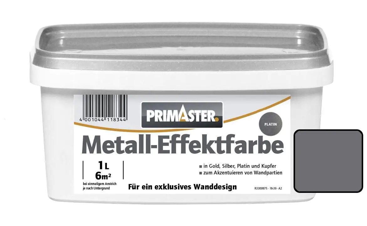 Primaster Metall-Effektfarbe 1 L platin seidenglanz