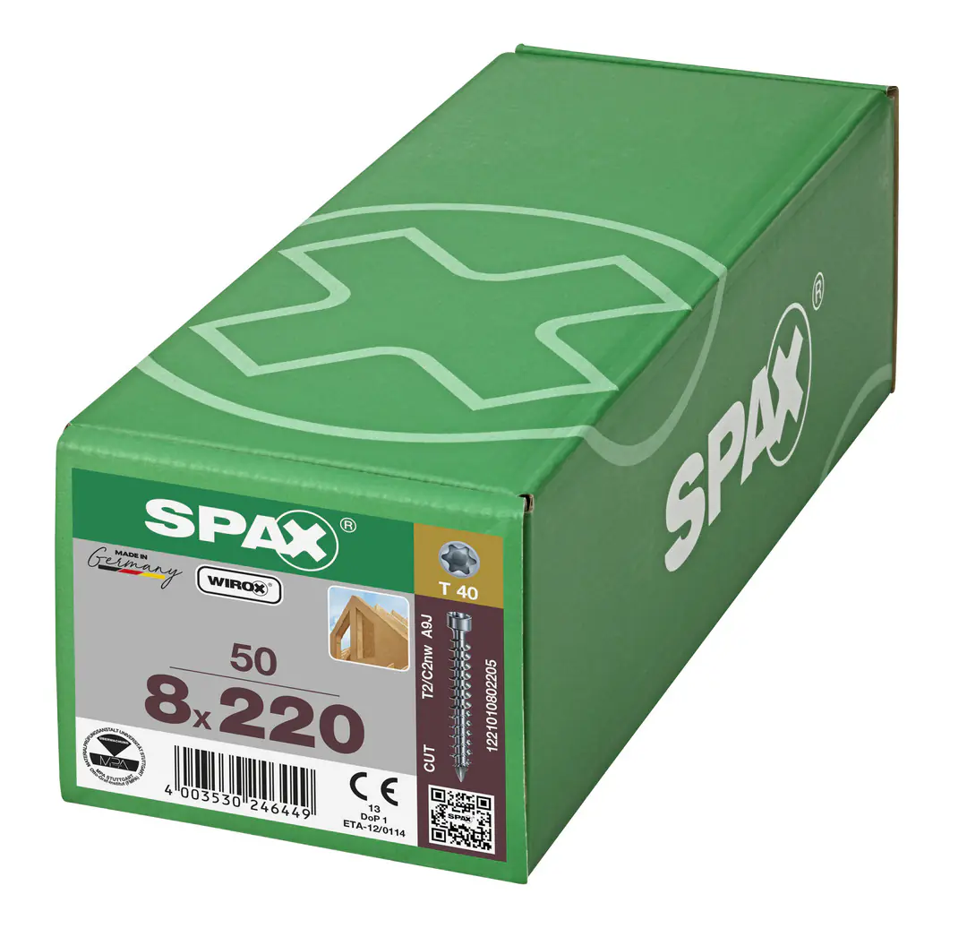 Spax Holzbauschrauben 8.0 x 220 mm TX 40 Zylinderkopf - 50 Stk.