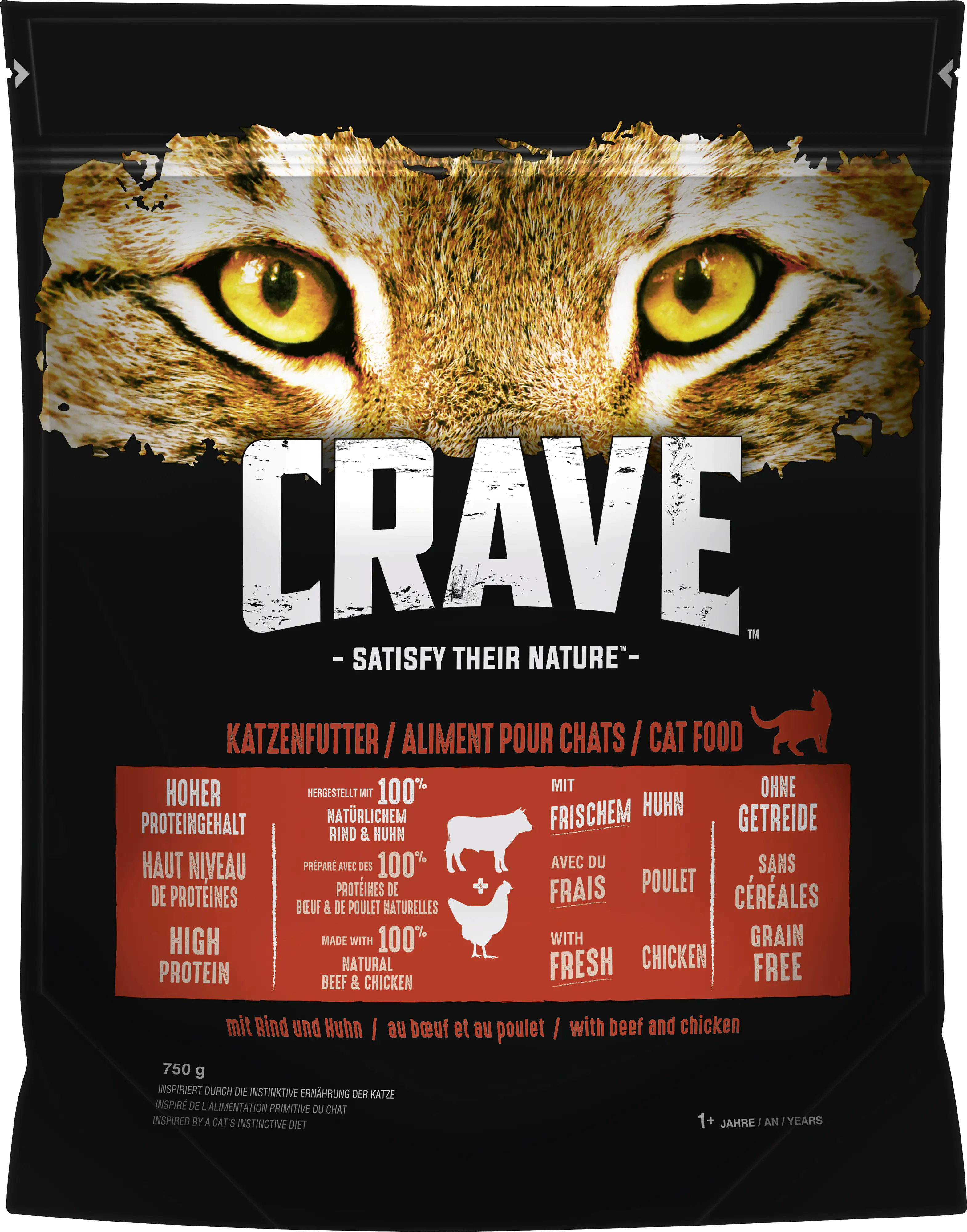 Crave Adult mit Rind und Huhn Katzenfutter 750 g