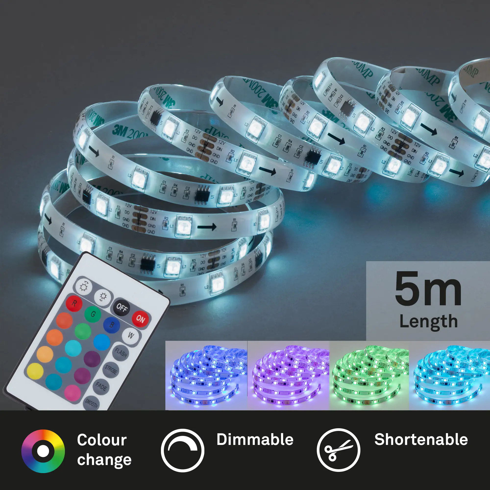 Di-Ka LED Stripe RGB 5m 150 x RGB LED, dimmbar, mit Farbwechselfunktion Di-Ka LED Stripe RGB 5m 150 x RGB LED, dimmbar, mit Farbwechselfunktion