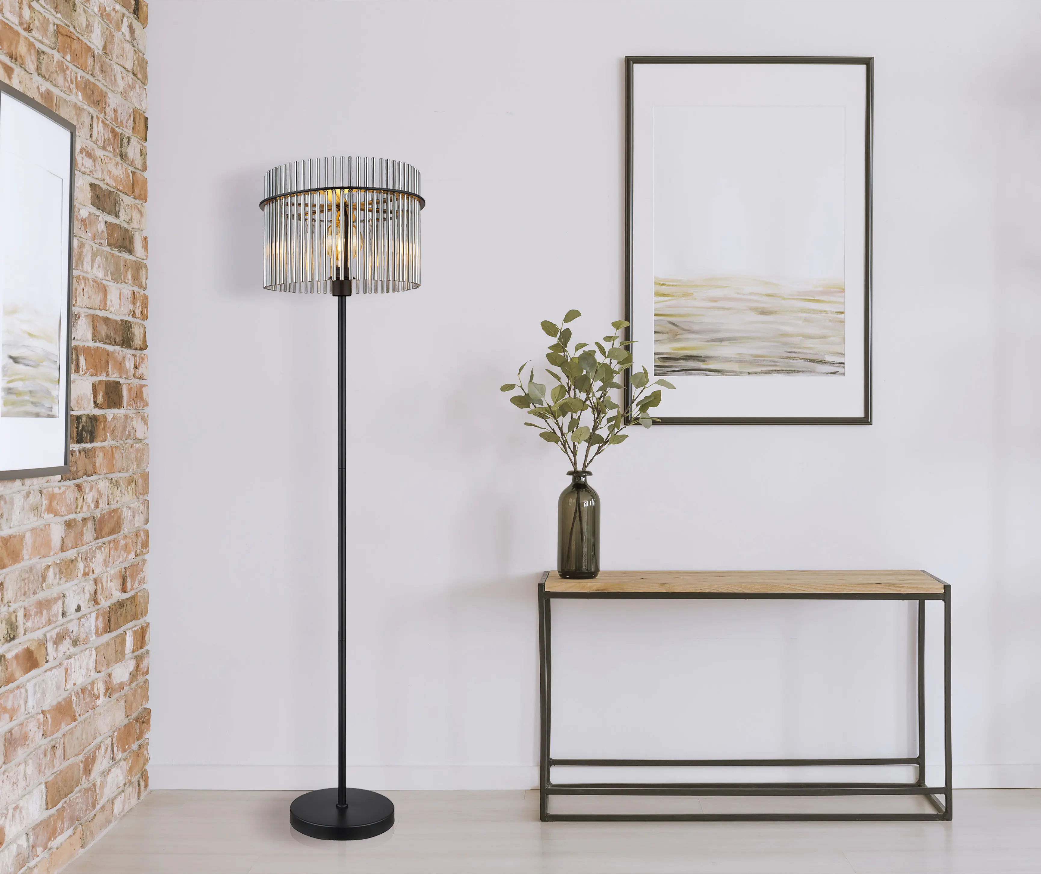 Globo Stehleuchte Gorley schwarz chrom 152 x 38 cm E27 Globo Stehleuchte Gorley schwarz chrom 152 x 38 cm E27