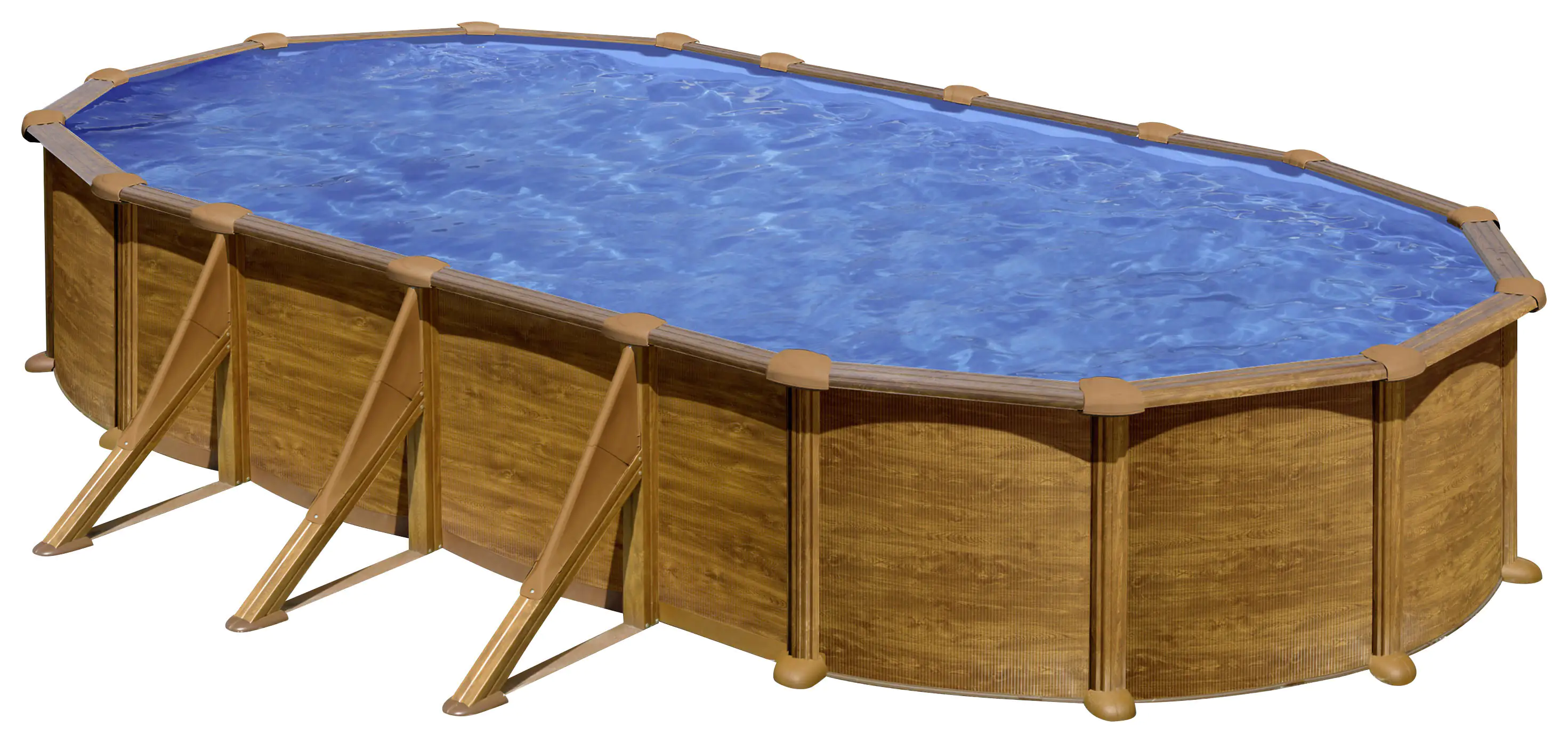 Gre Stahlwandpool Mauritius oval 730 x 375 x 132 cm Holzdekor