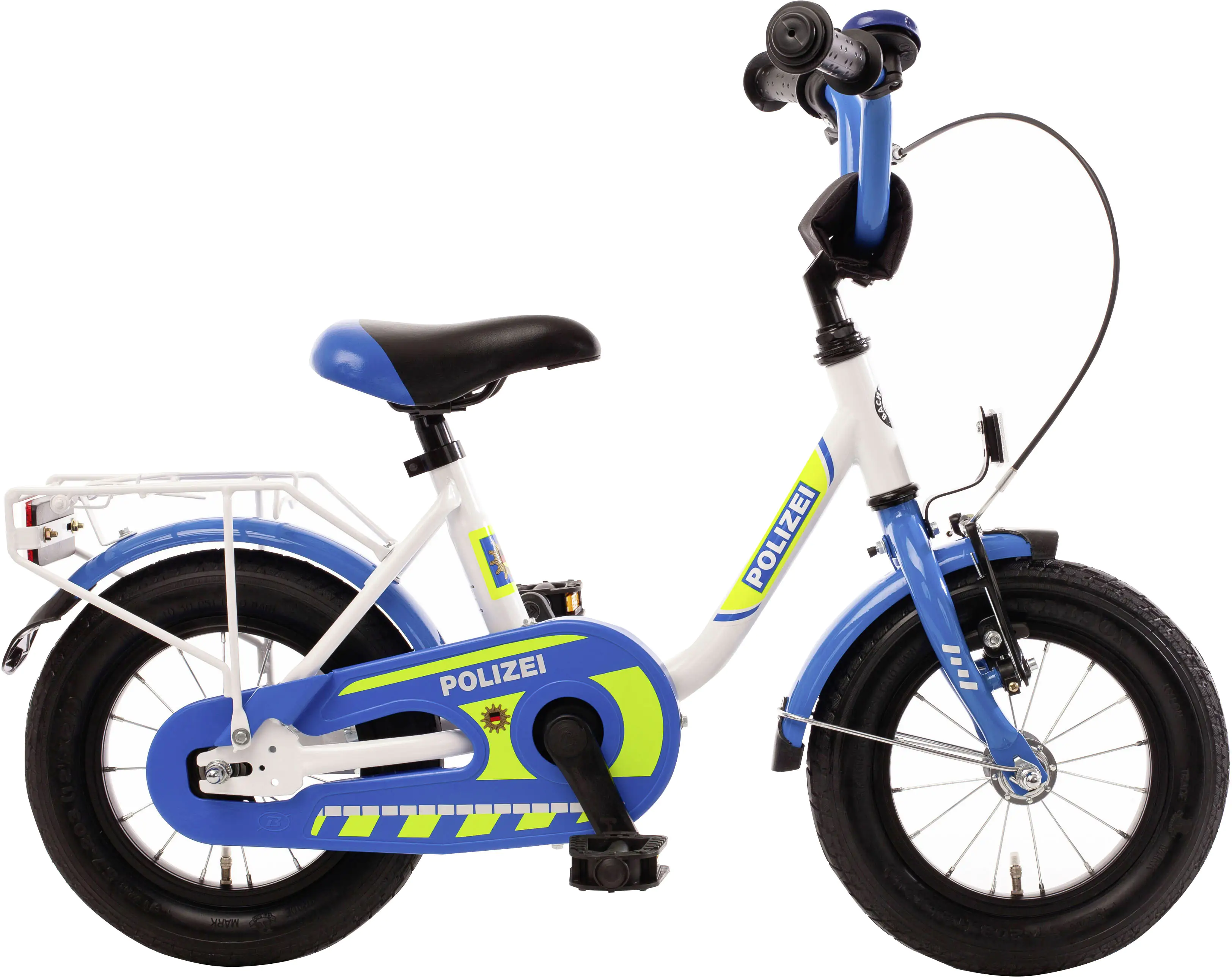 Bachtenkirch Kinderfahrrad Polizei 12 Zoll kristallweiß/blau/neon