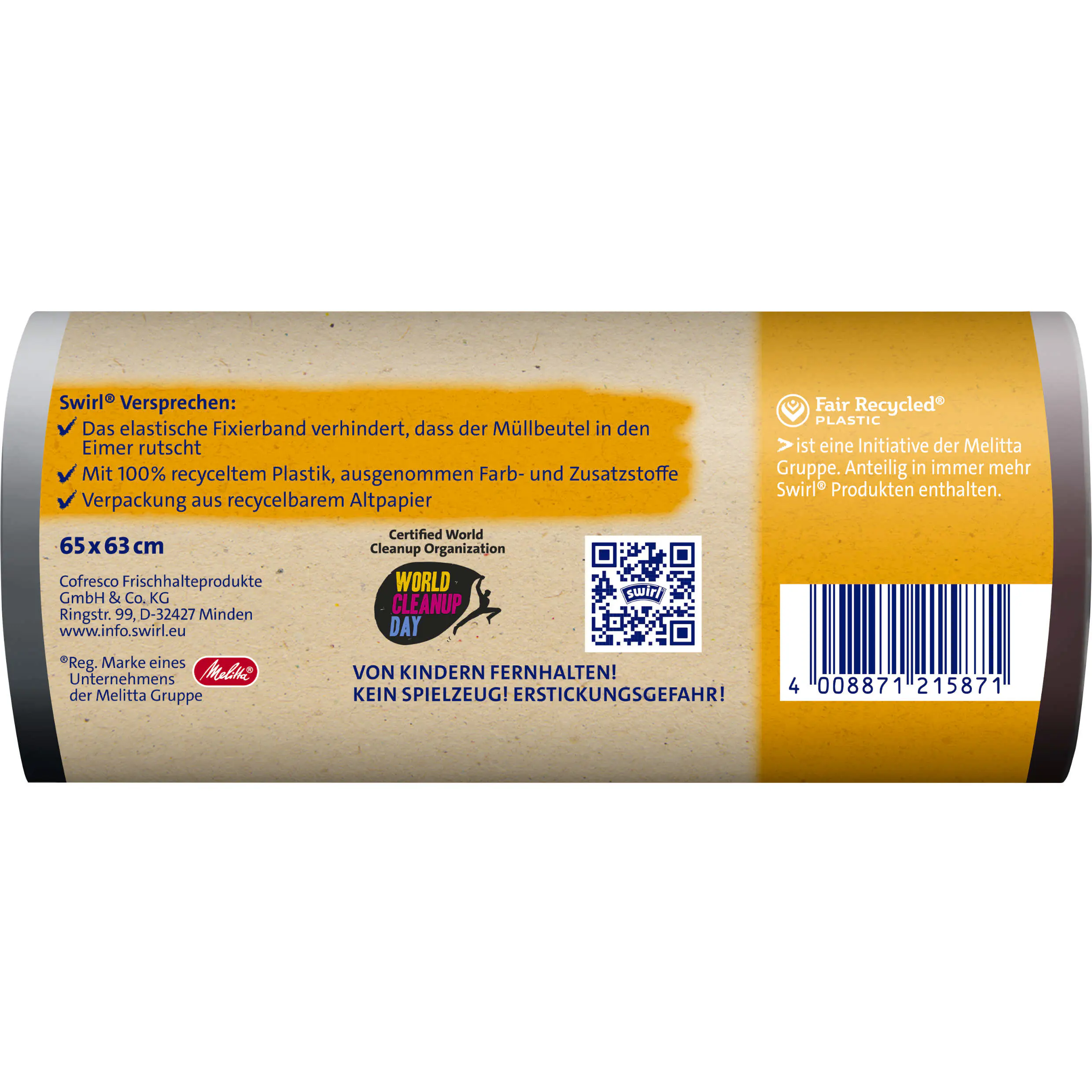 Swirl® Fixierband-Müllbeutel 35 L Reißfest & Dicht