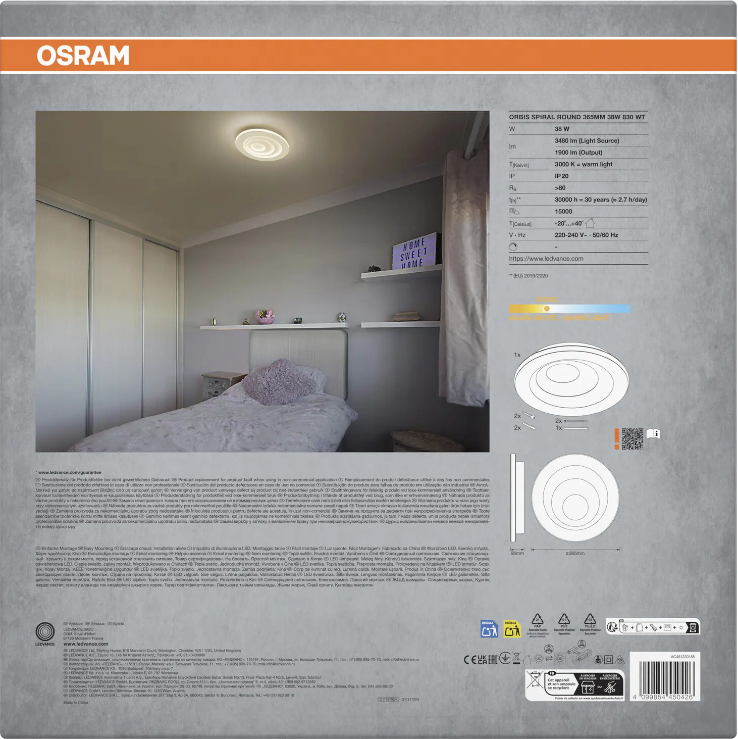 Osram LED Deckenleuchte Orbis Spiral Round weiß Ø 37 cm 38 W Osram LED Deckenleuchte Orbis Spiral Round weiß Ø 37 cm 38 W