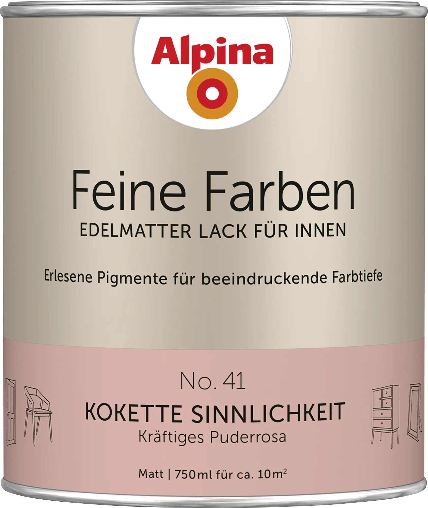 Alpina Feine Farben Lack No. 41 Kokette Sinnlichkeit  puderrosa edelmatt 750 ml Alpina Feine Farben Lack No. 41 Kokette Sinnlichkeit  puderrosa edelmatt 750 ml