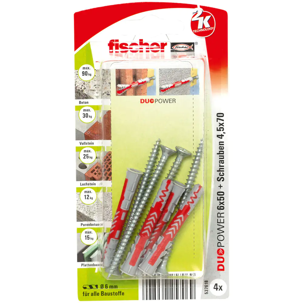 Fischer Dübel-Set Duopower 6.0 x 50 mm - 4 Stück Fischer Dübel-Set Duopower 6.0 x 50 mm - 4 Stück