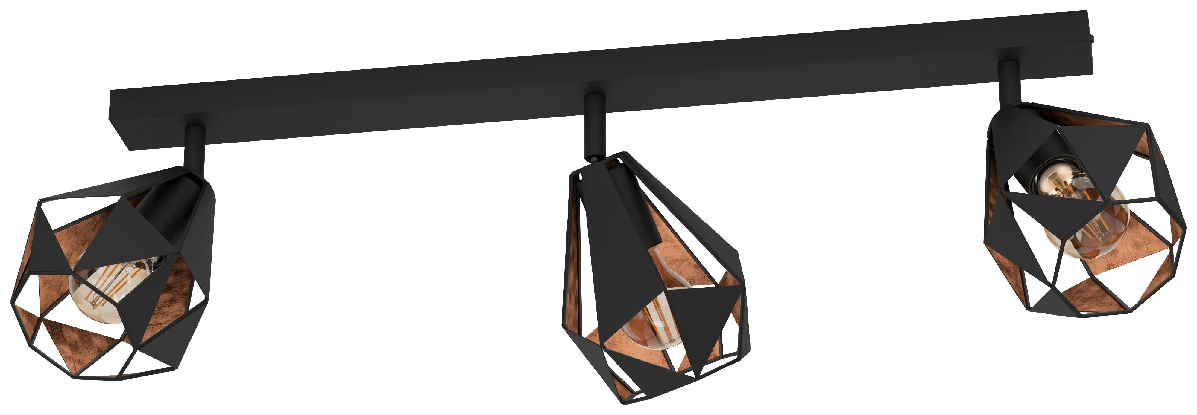 Eglo 3er Spot Carlton 7 schwarz kupfer 73 x 16 cm