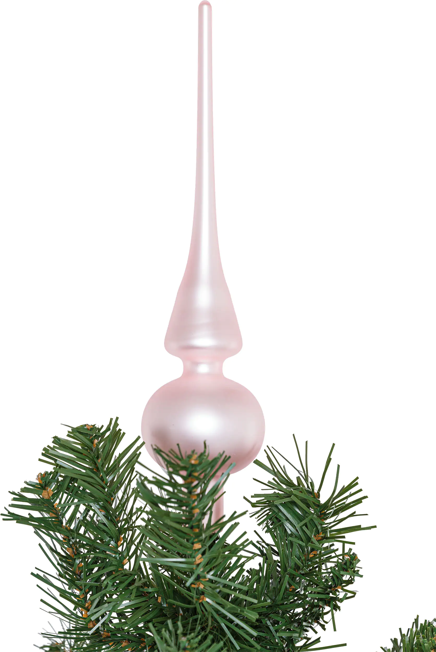 2076601545941_03 TrendLine Christbaumspitze aus Glas 26 cm puderrosa mattiert