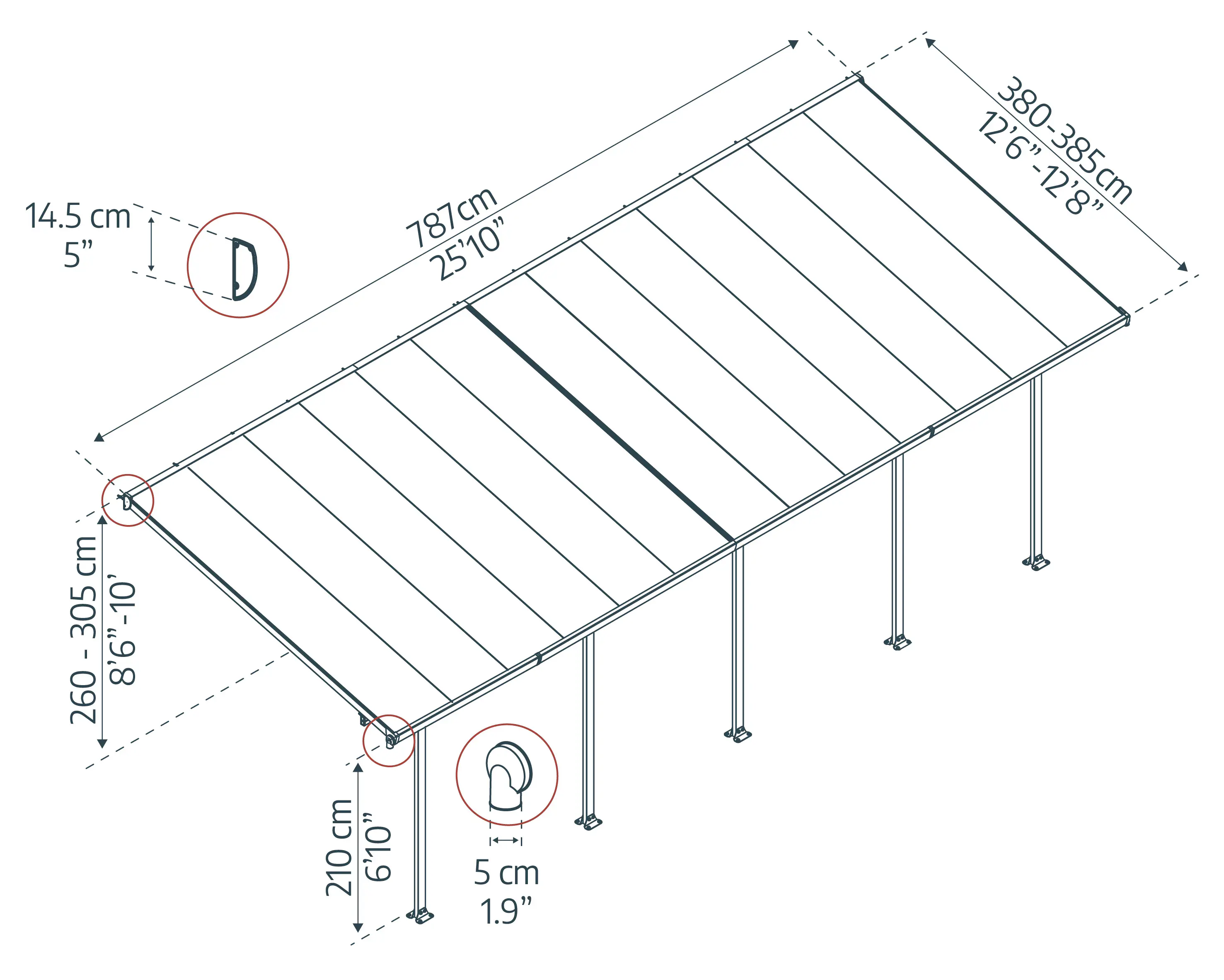 Canopia Terrassenüberdachung Feria 400 x 850 cm anthrazit