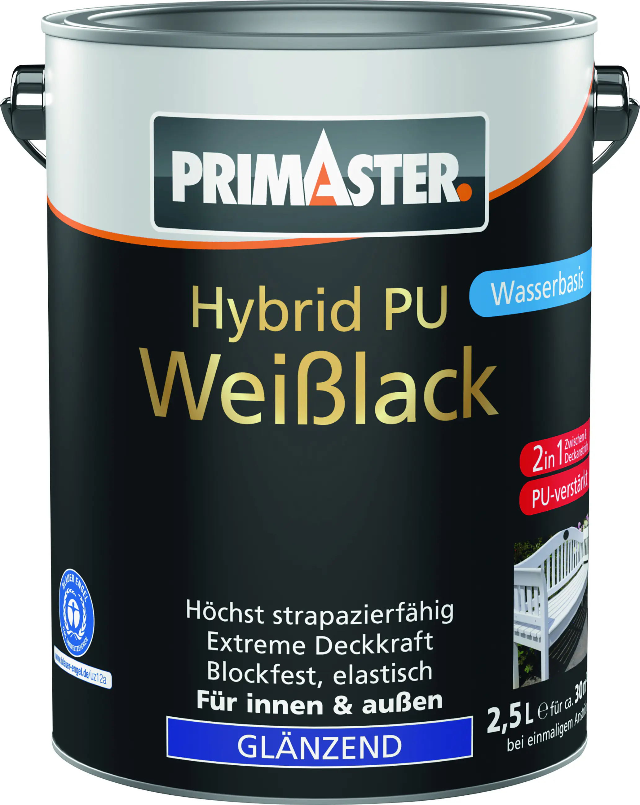 Primaster Hybrid PU-Weißlack weiß glänzend 2,5 L Primaster Hybrid PU-Weißlack weiß glänzend 2,5 L